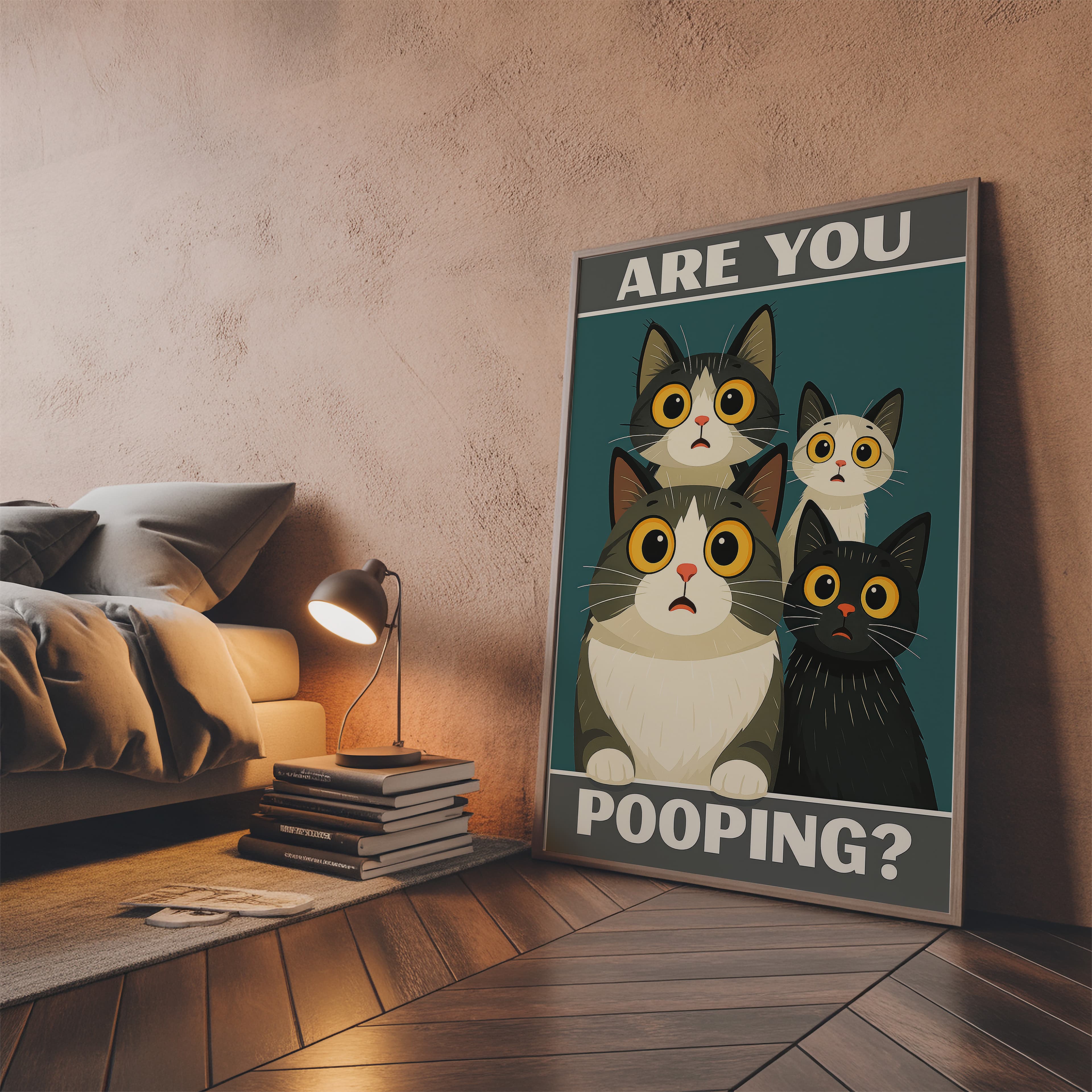 Funny Cat Bathroom Poster, Pooping Quote Wall Art