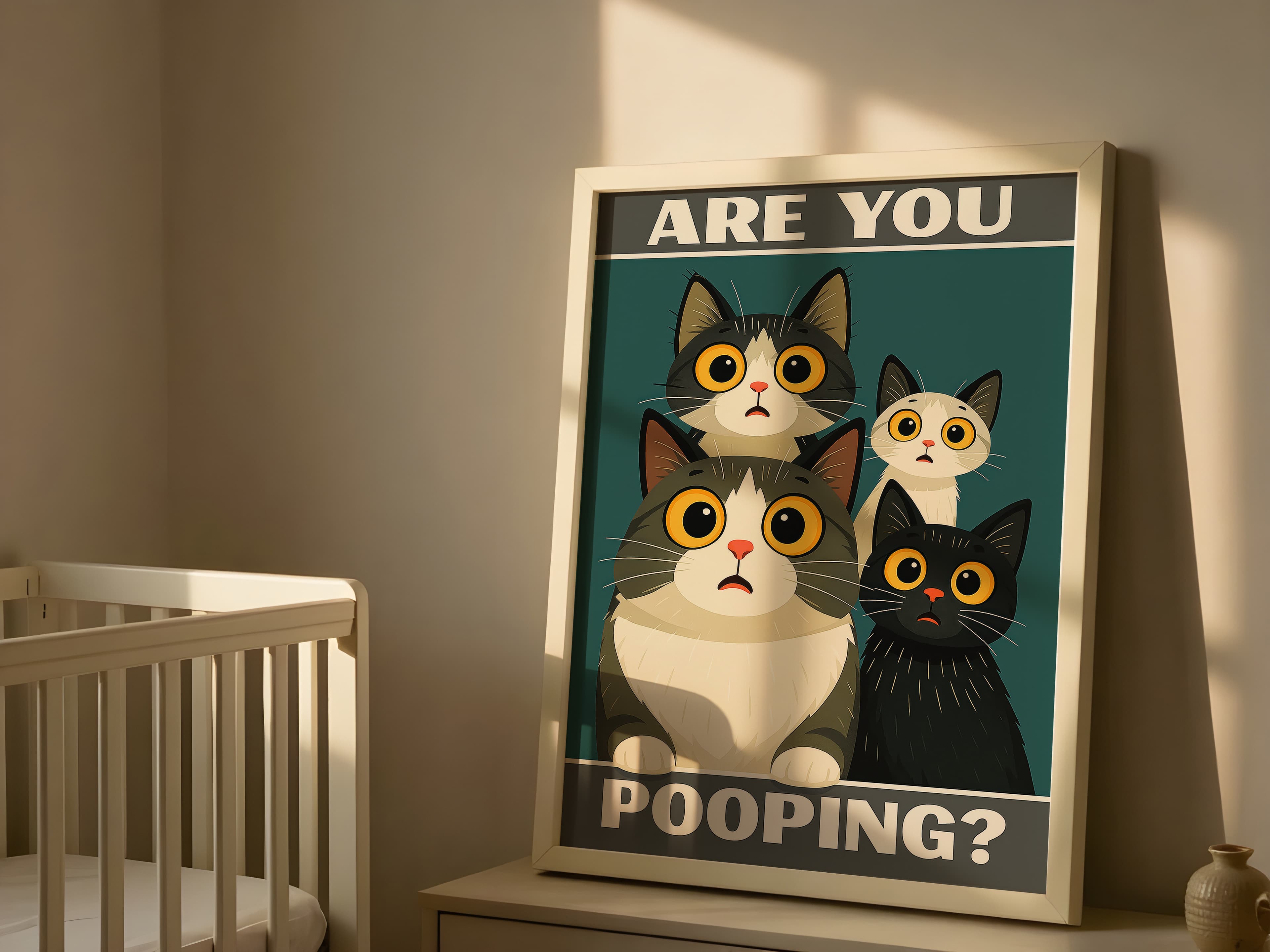 Funny Cat Bathroom Poster, Pooping Quote Wall Art