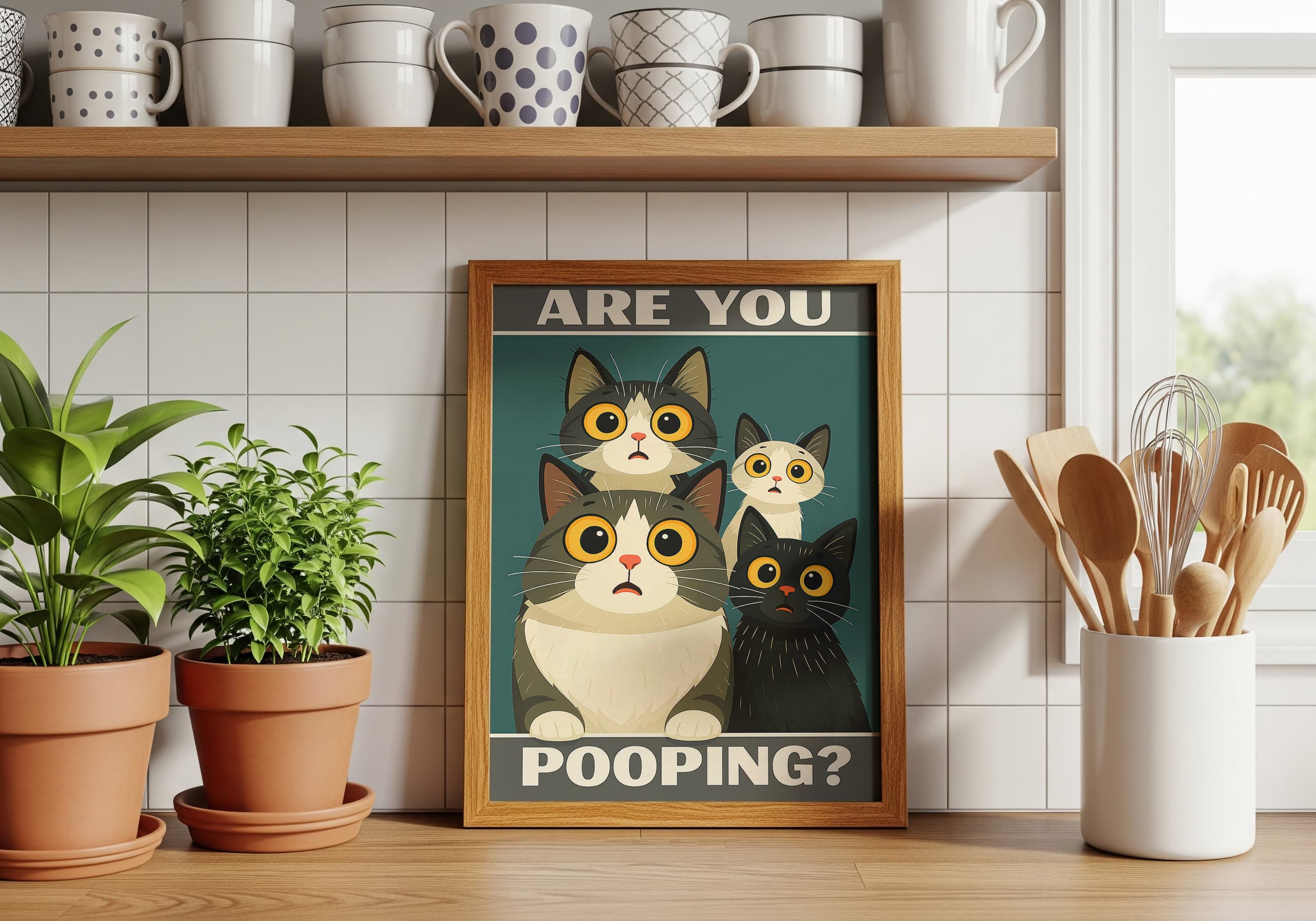 Funny Cat Bathroom Poster, Pooping Quote Wall Art
