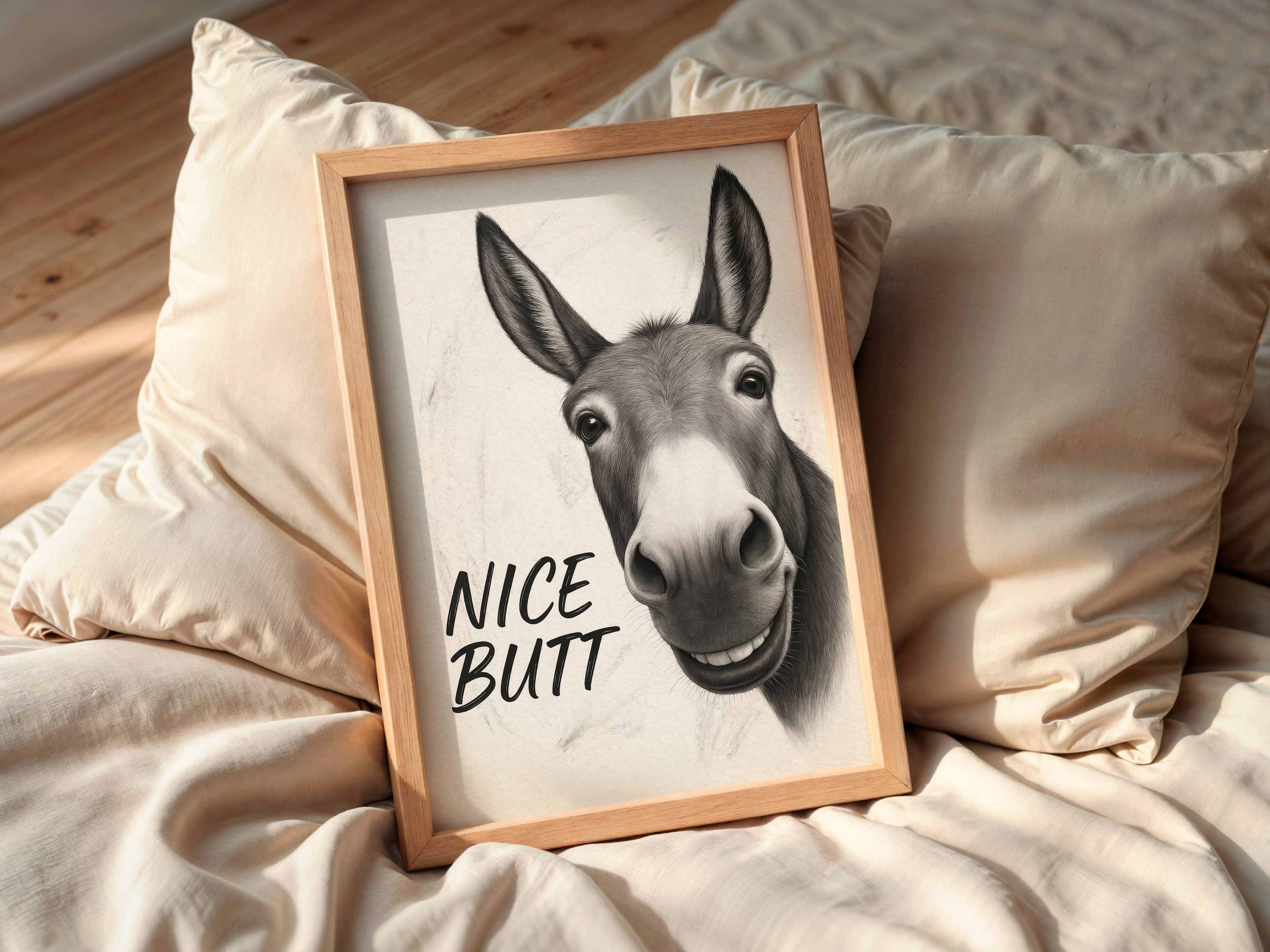 Funny Donkey "Nice Butt" Bathroom Print