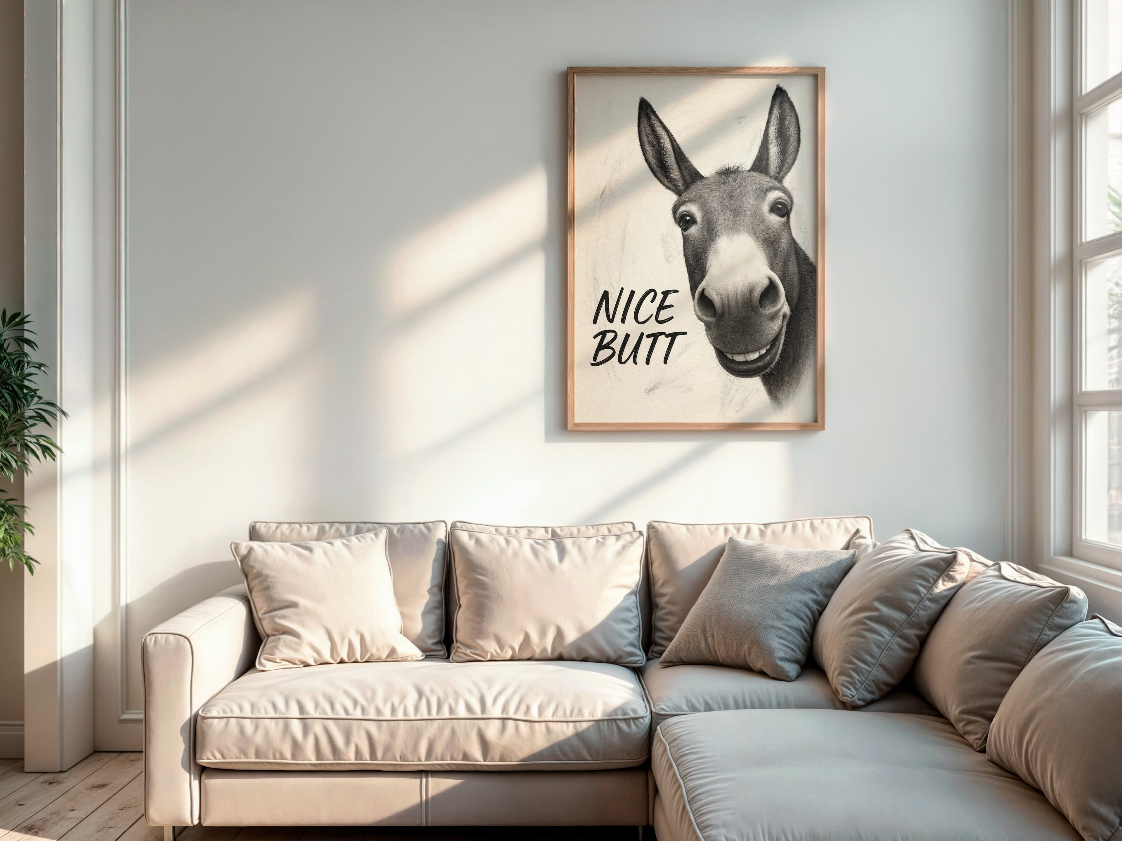 Funny Donkey "Nice Butt" Bathroom Print