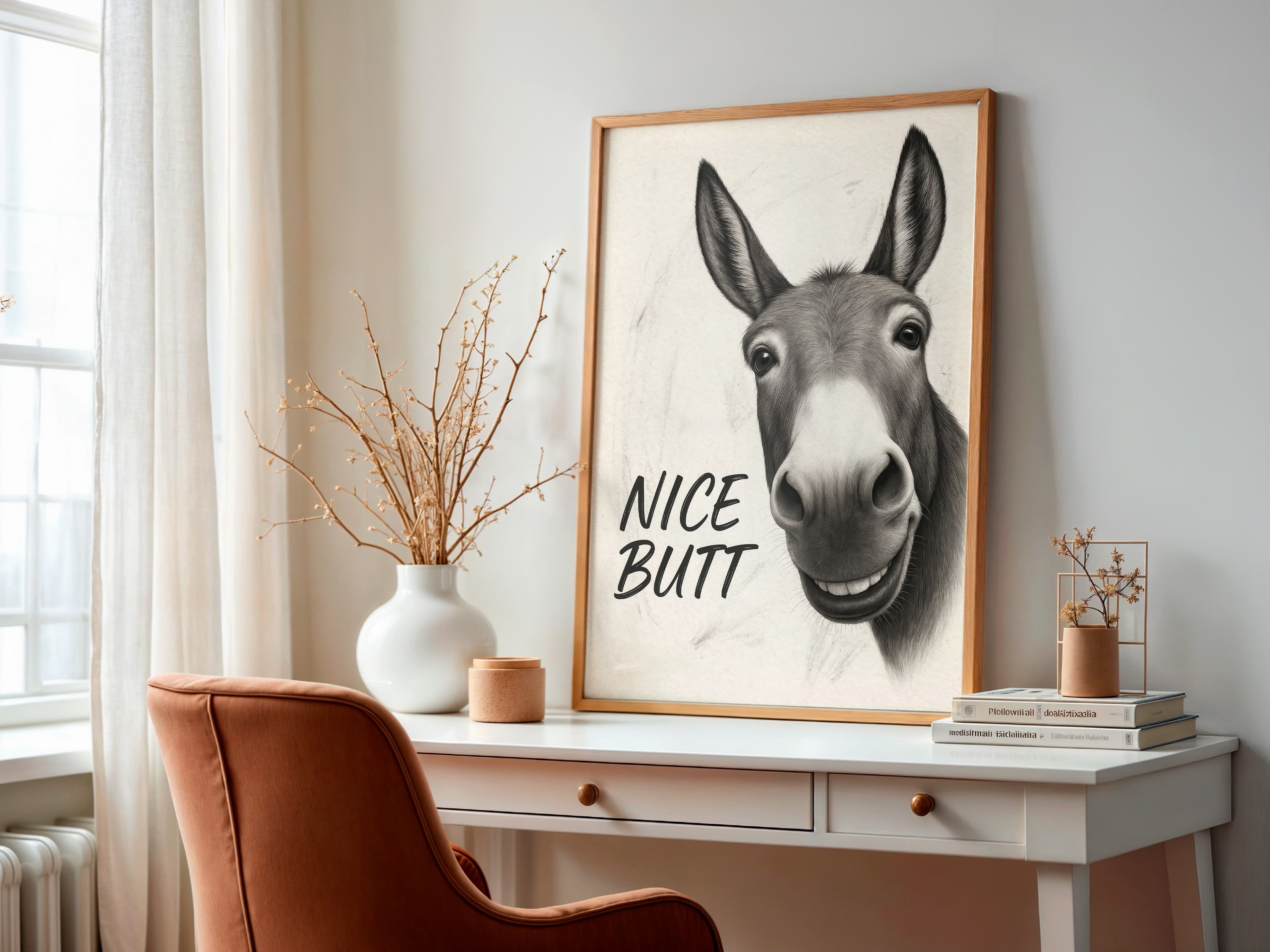 Funny Donkey "Nice Butt" Bathroom Print