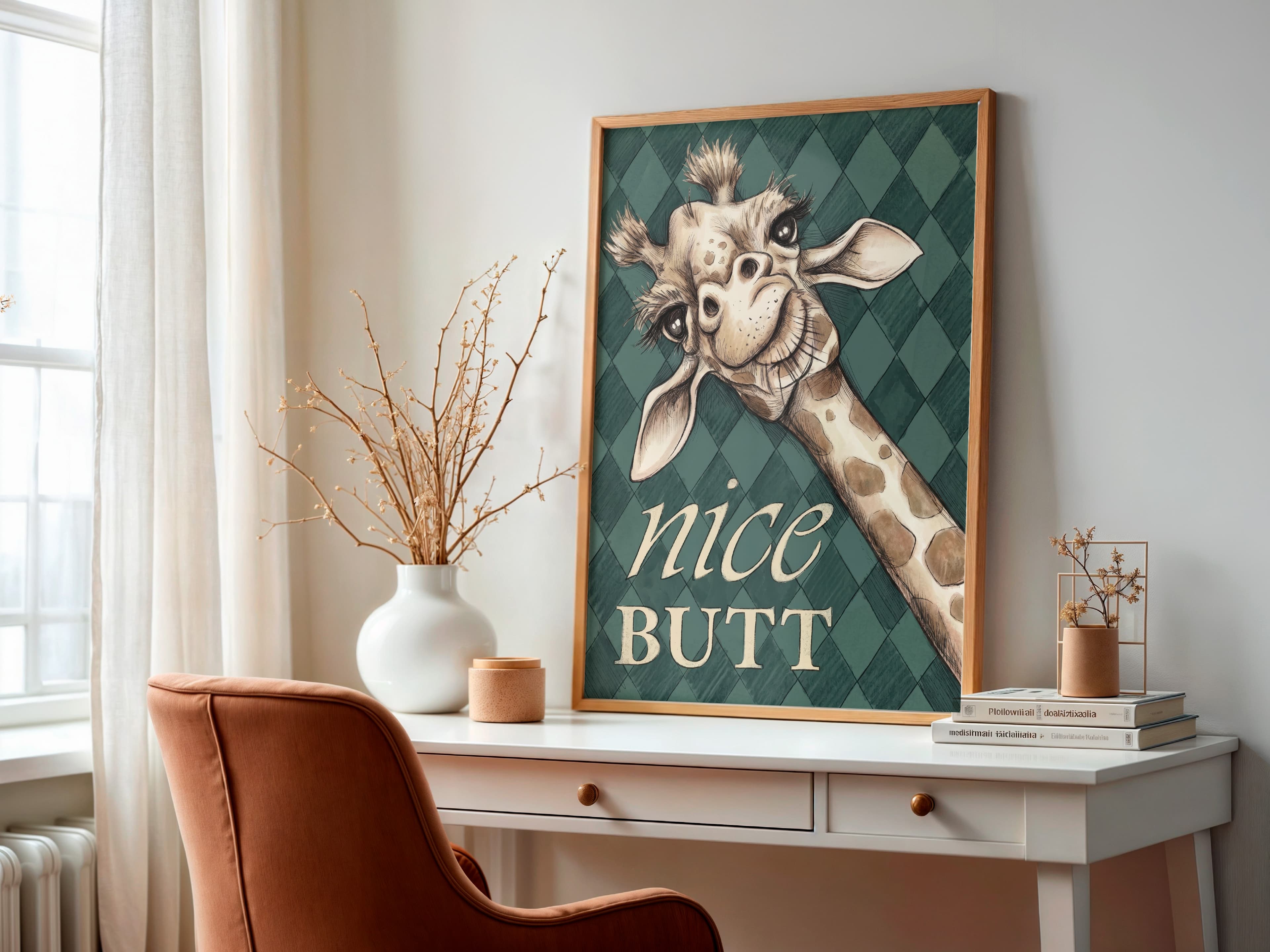 Giraffe Nice Butt Bathroom Poster