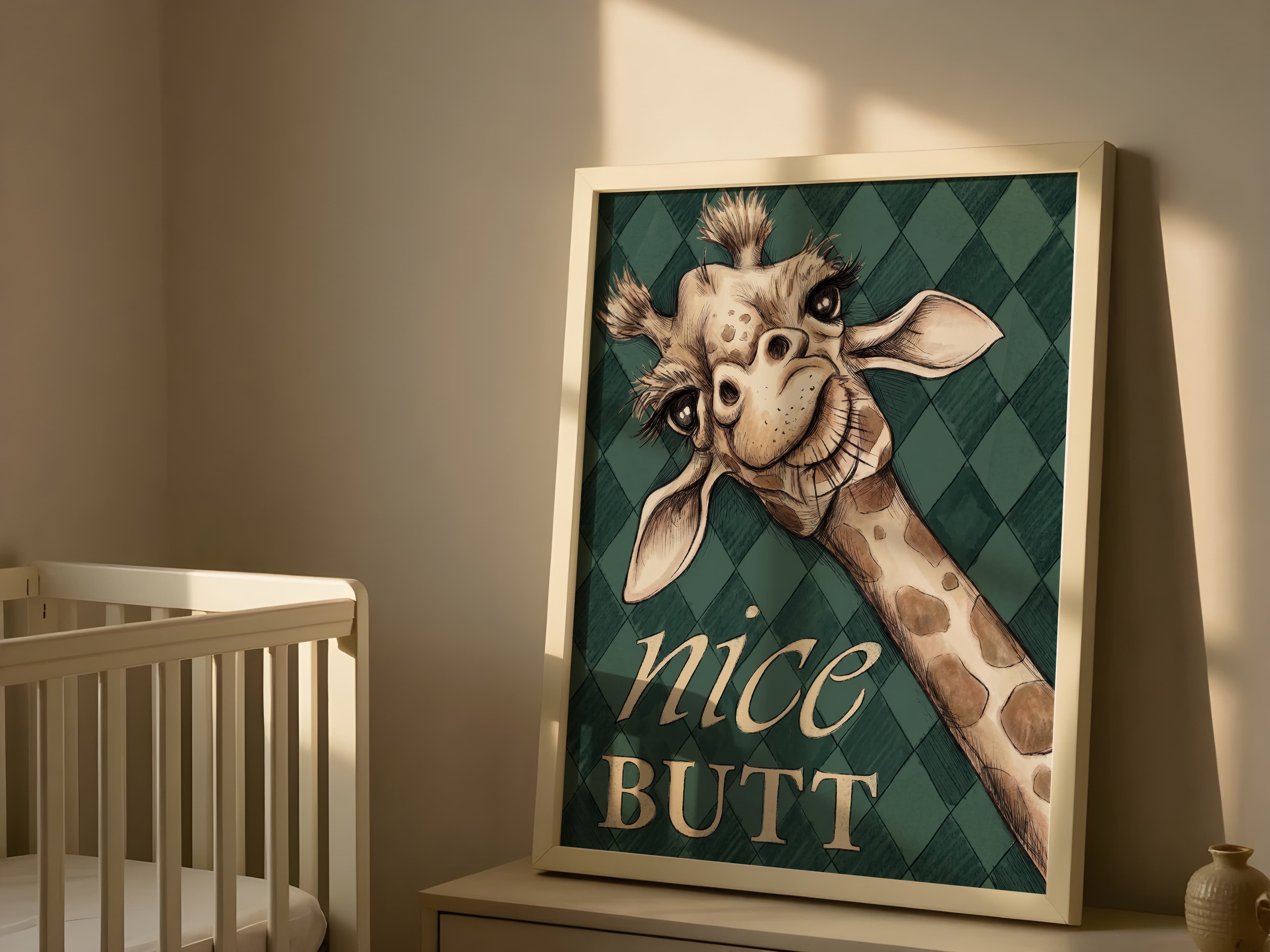 Giraffe Nice Butt Bathroom Poster