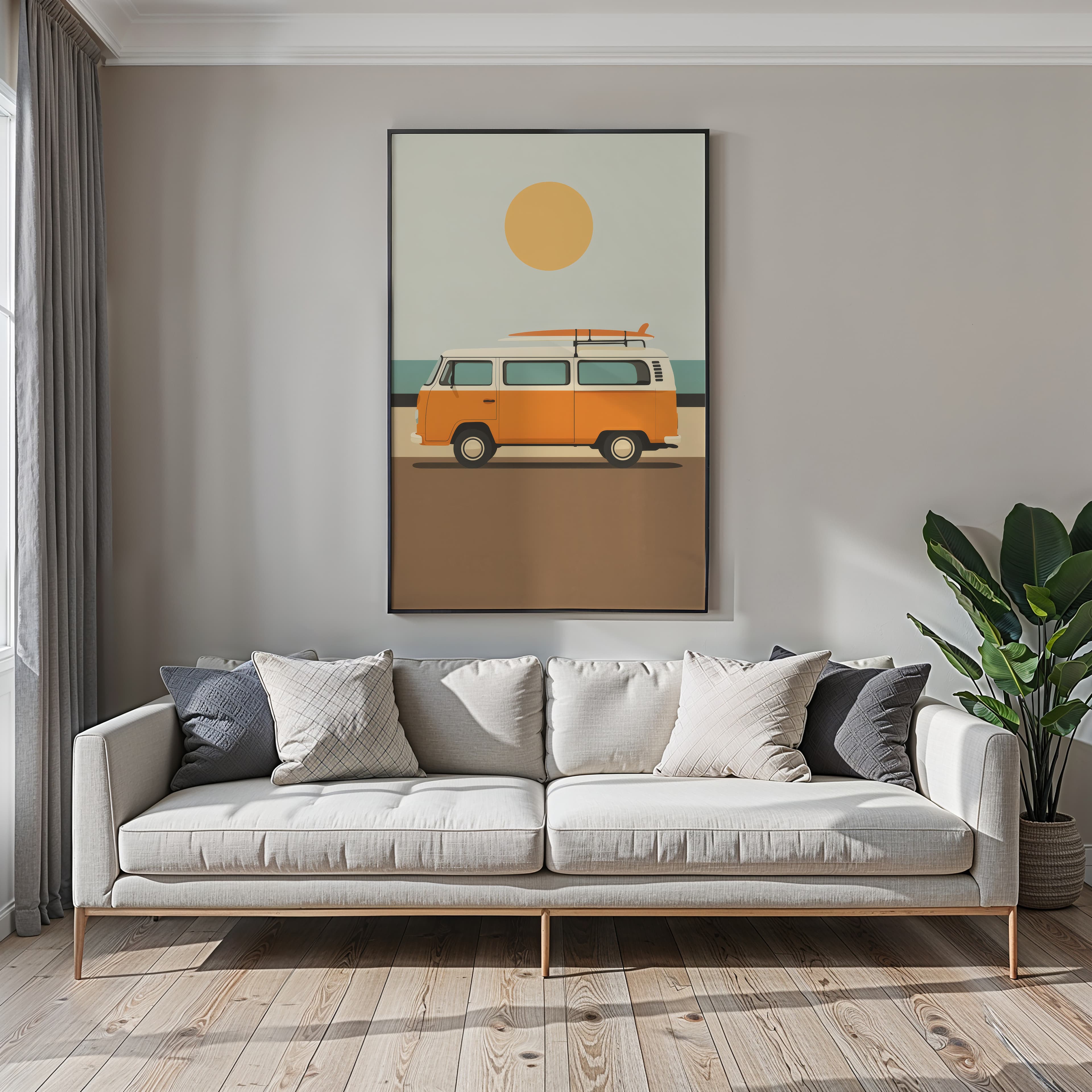 Retro Surf Van Print, Summer Beach Coastal Art
