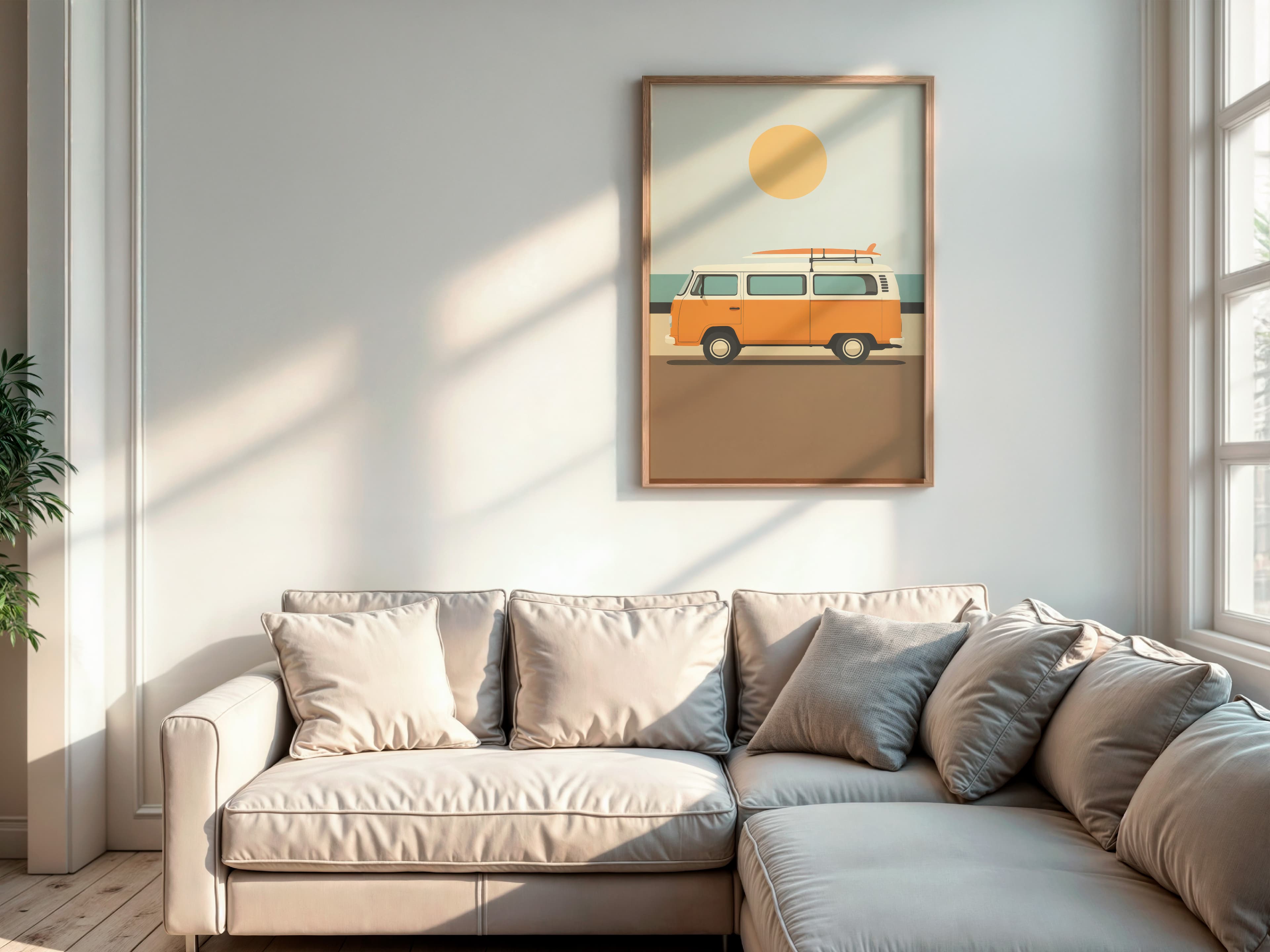 Retro Surf Van Print, Summer Beach Coastal Art