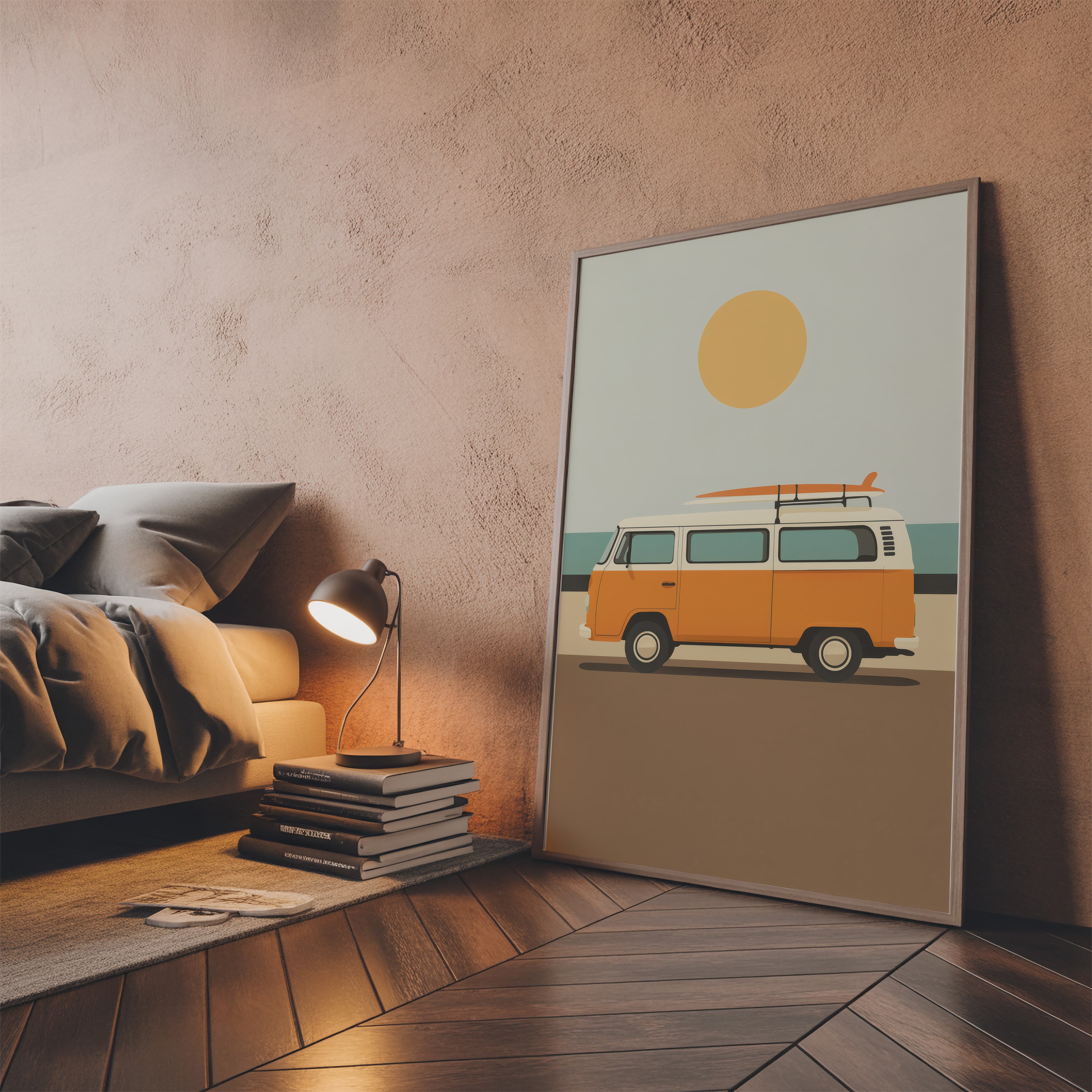 Retro Surf Van Print, Summer Beach Coastal Art
