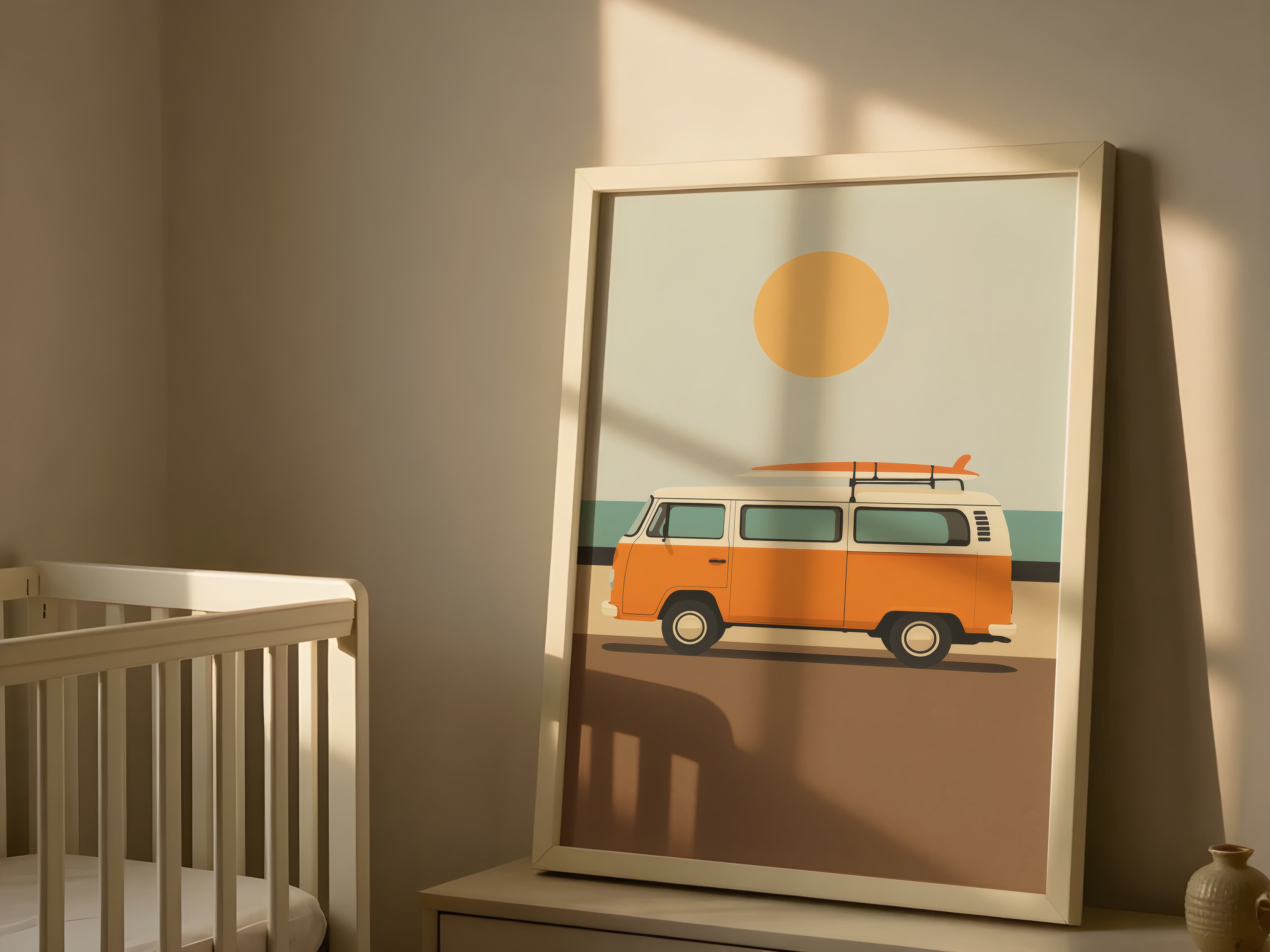 Retro Surf Van Print, Summer Beach Coastal Art