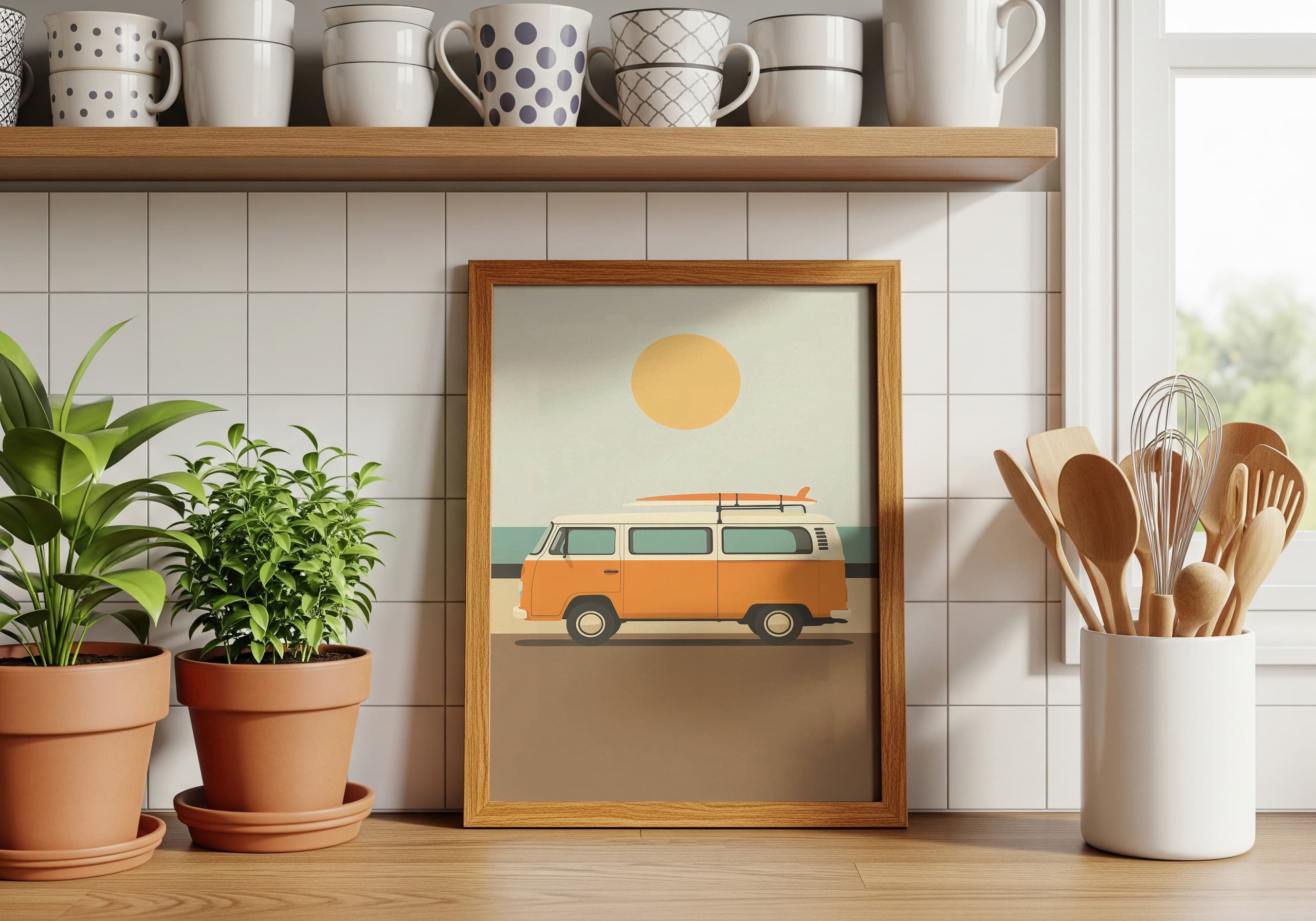 Retro Surf Van Print, Summer Beach Coastal Art