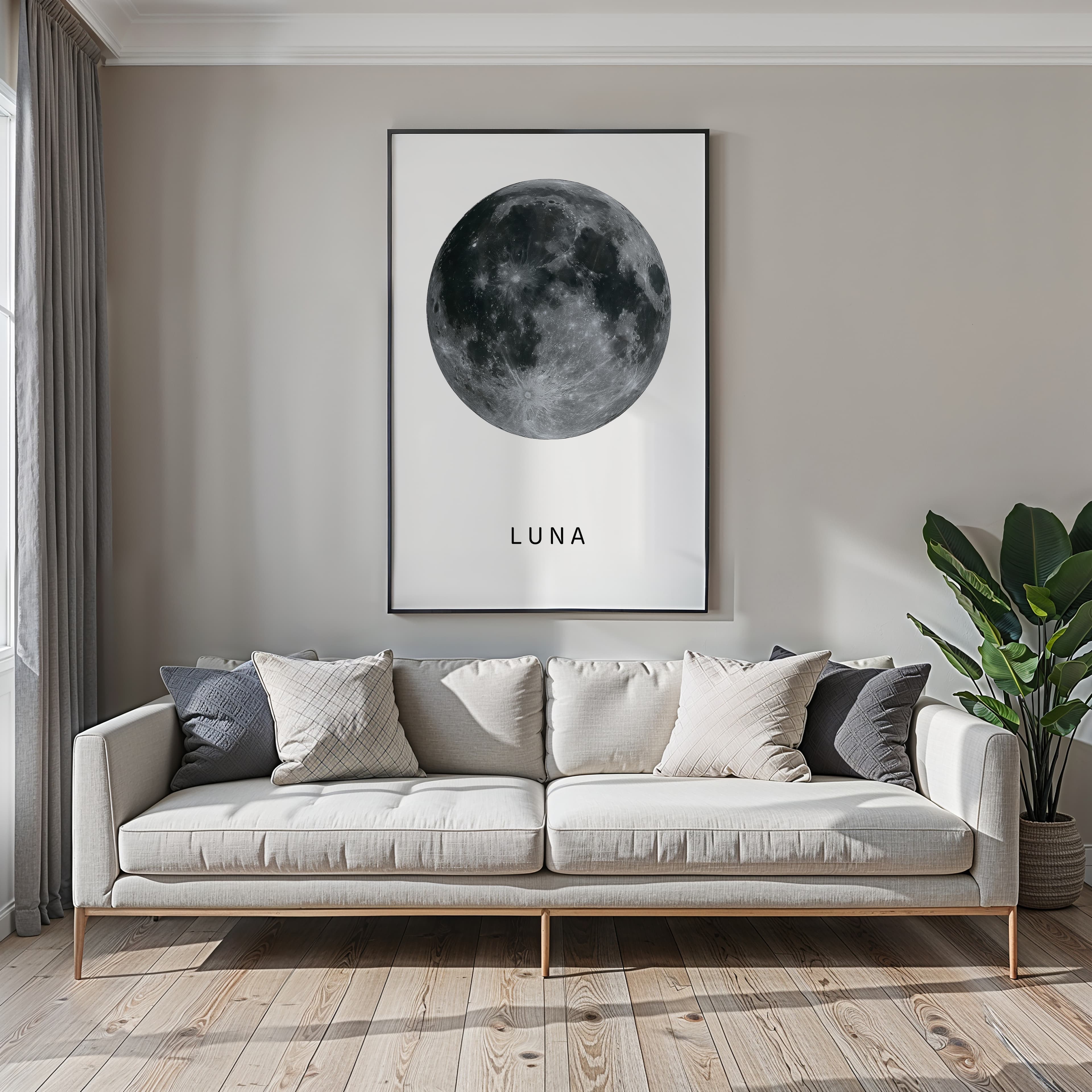 Moon Print, Minimalist Lunar Photography Poster, Celestial Bedroom Wall Art