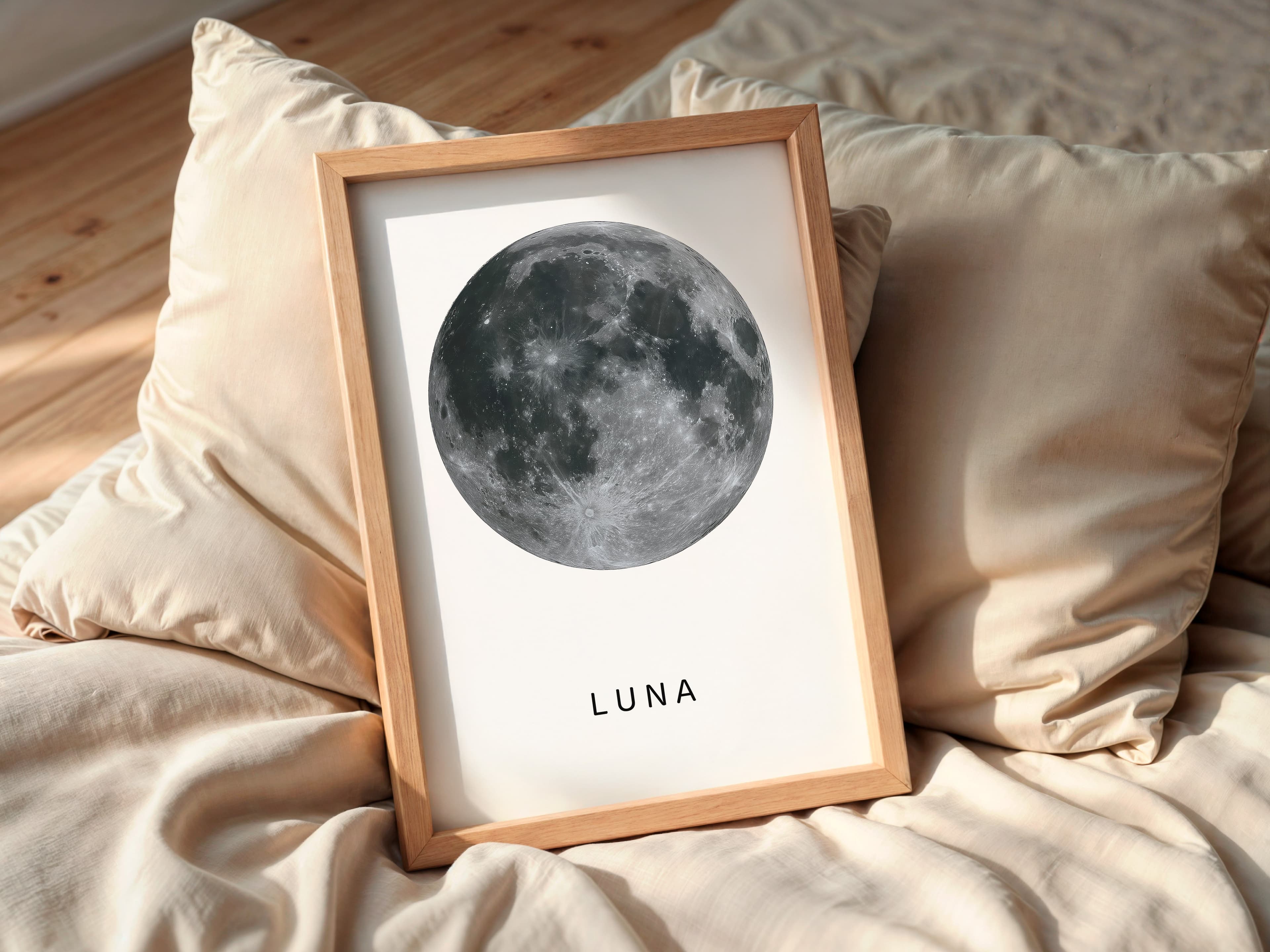 Moon Print, Minimalist Lunar Photography Poster, Celestial Bedroom Wall Art