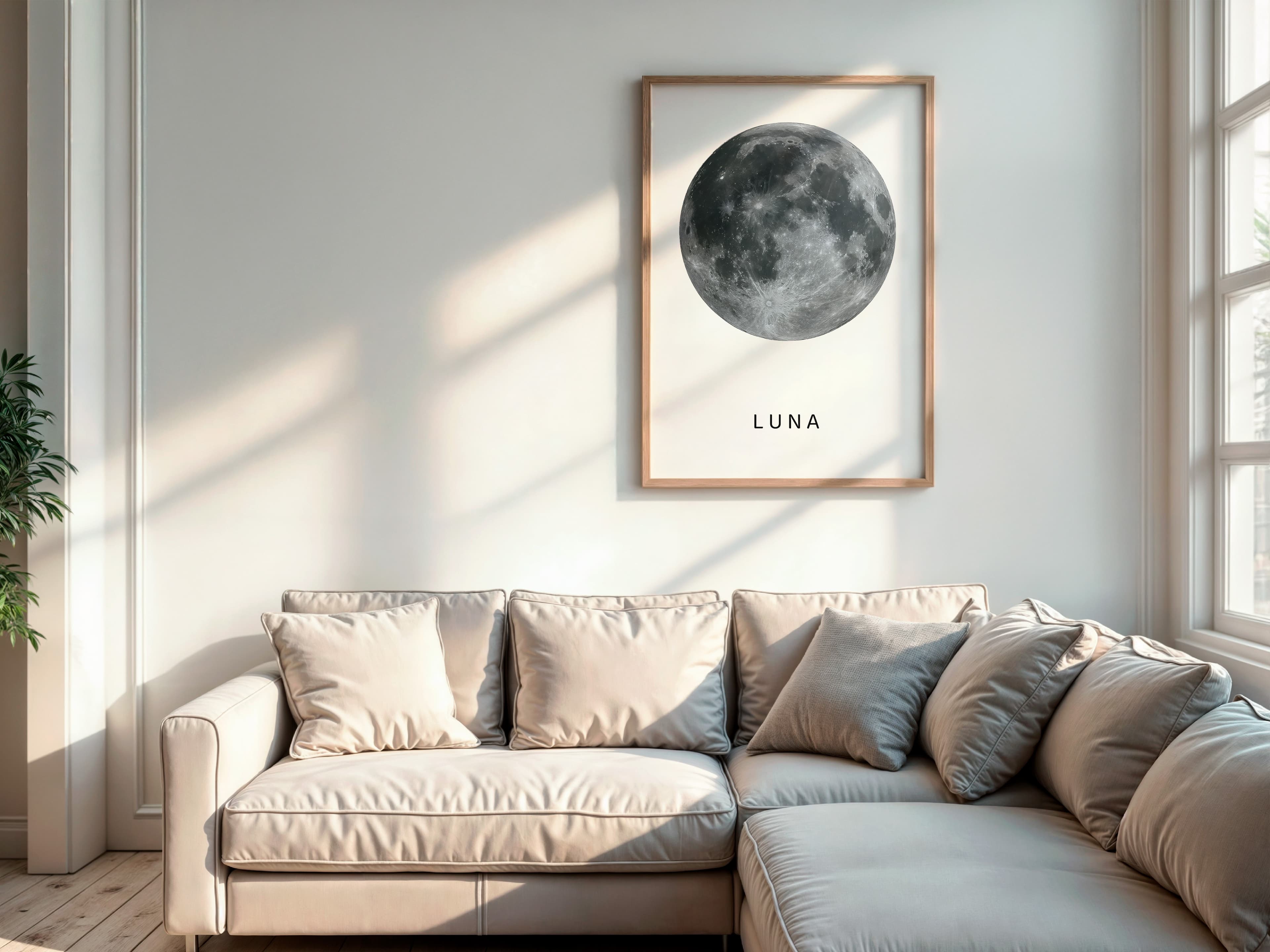 Moon Print, Minimalist Lunar Photography Poster, Celestial Bedroom Wall Art