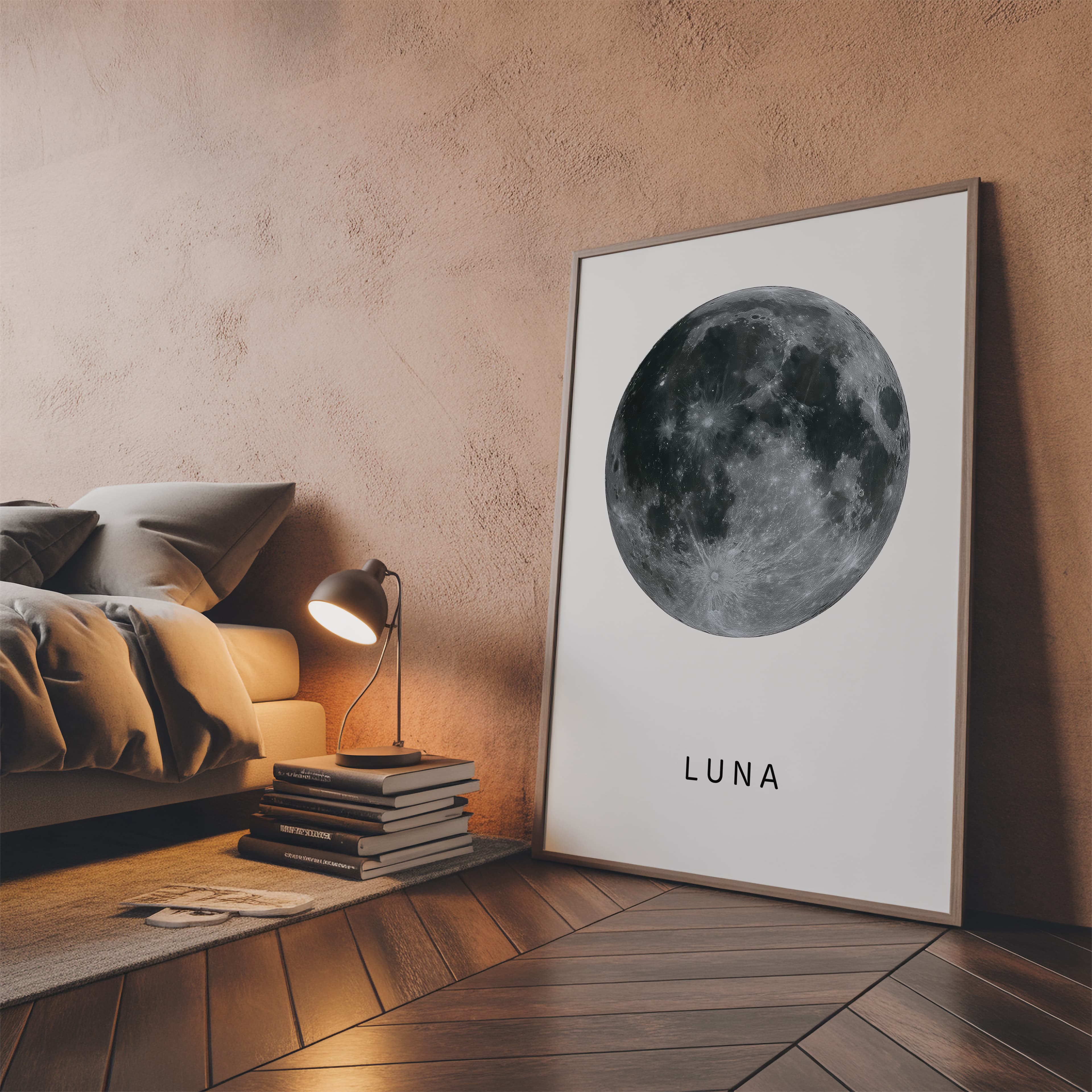 Moon Print, Minimalist Lunar Photography Poster, Celestial Bedroom Wall Art
