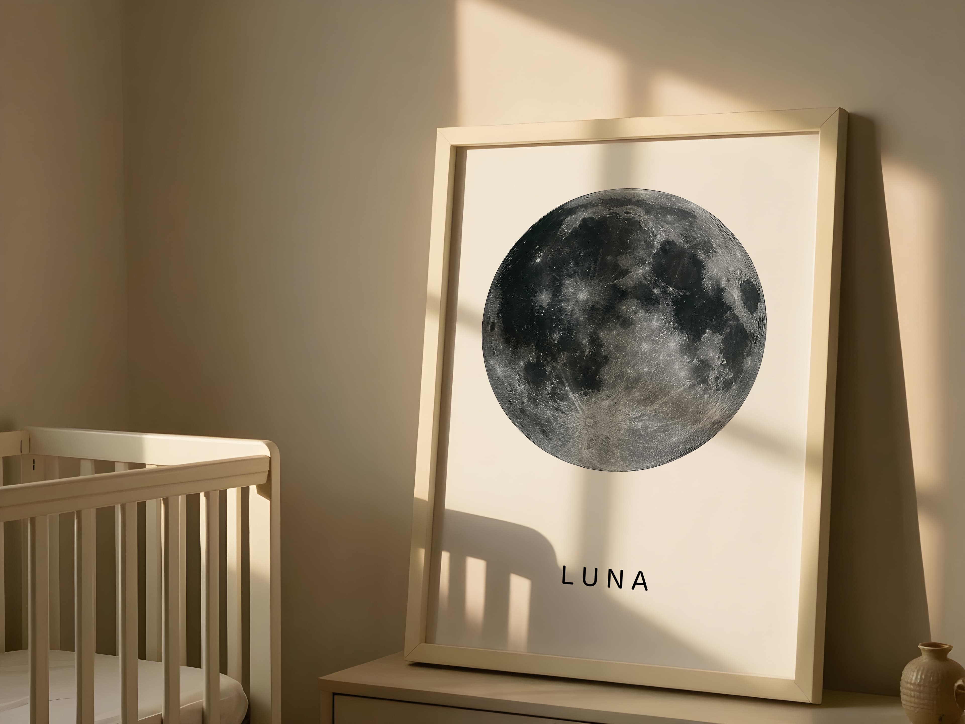 Moon Print, Minimalist Lunar Photography Poster, Celestial Bedroom Wall Art