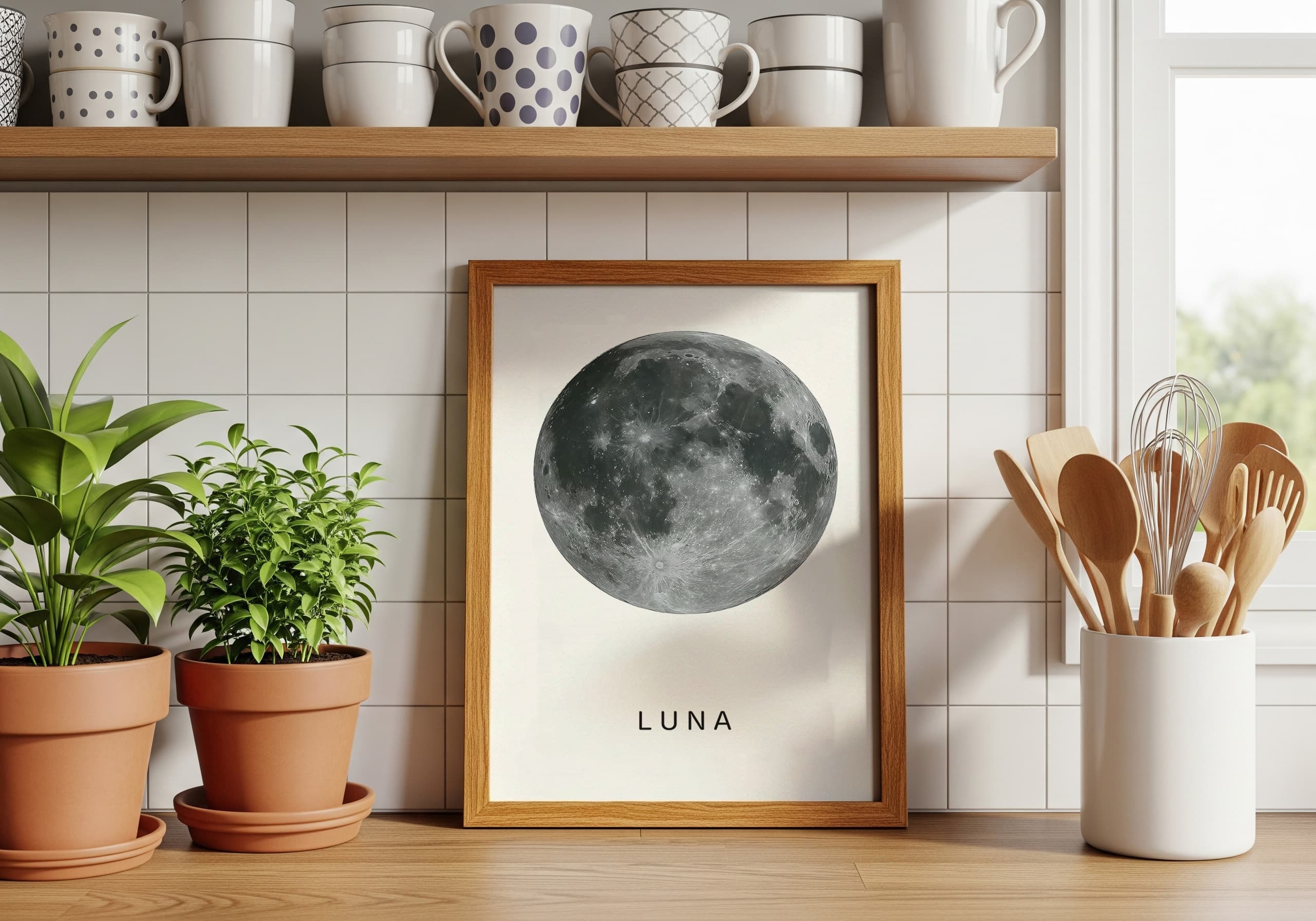 Moon Print, Minimalist Lunar Photography Poster, Celestial Bedroom Wall Art