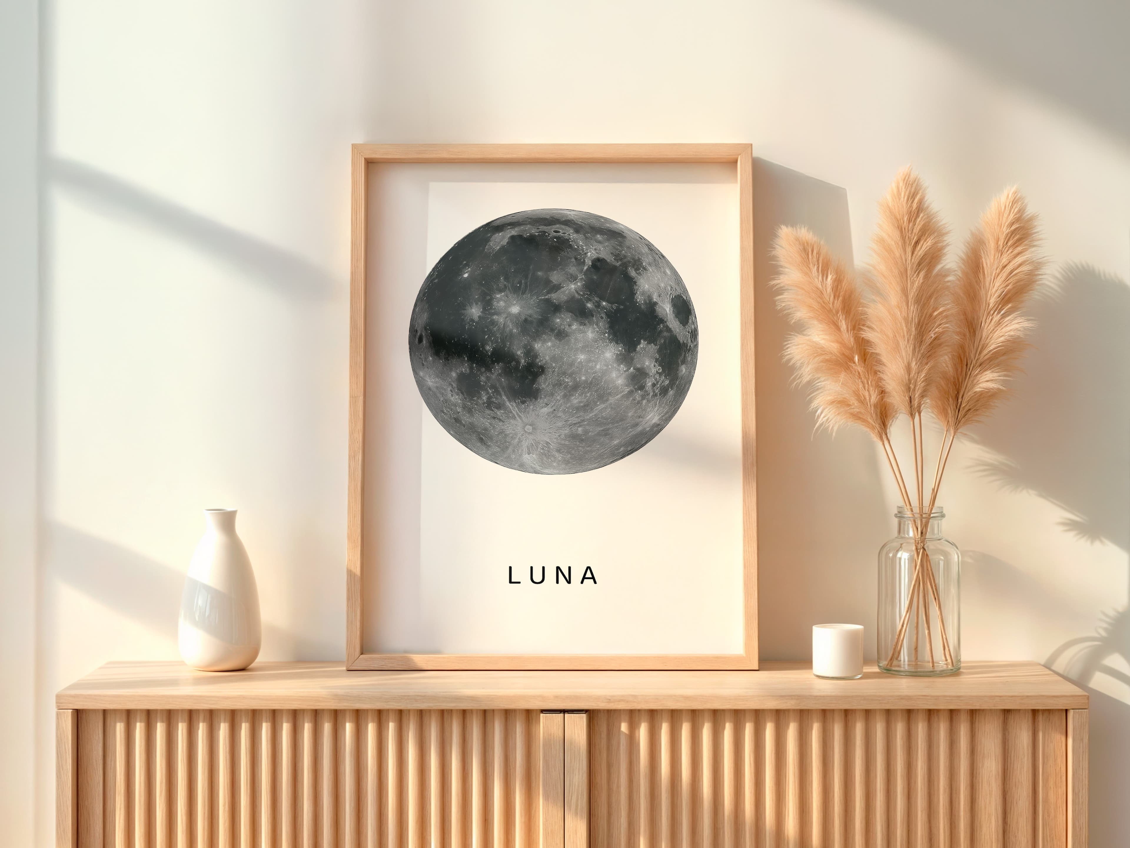 Moon Print, Minimalist Lunar Photography Poster, Celestial Bedroom Wall Art