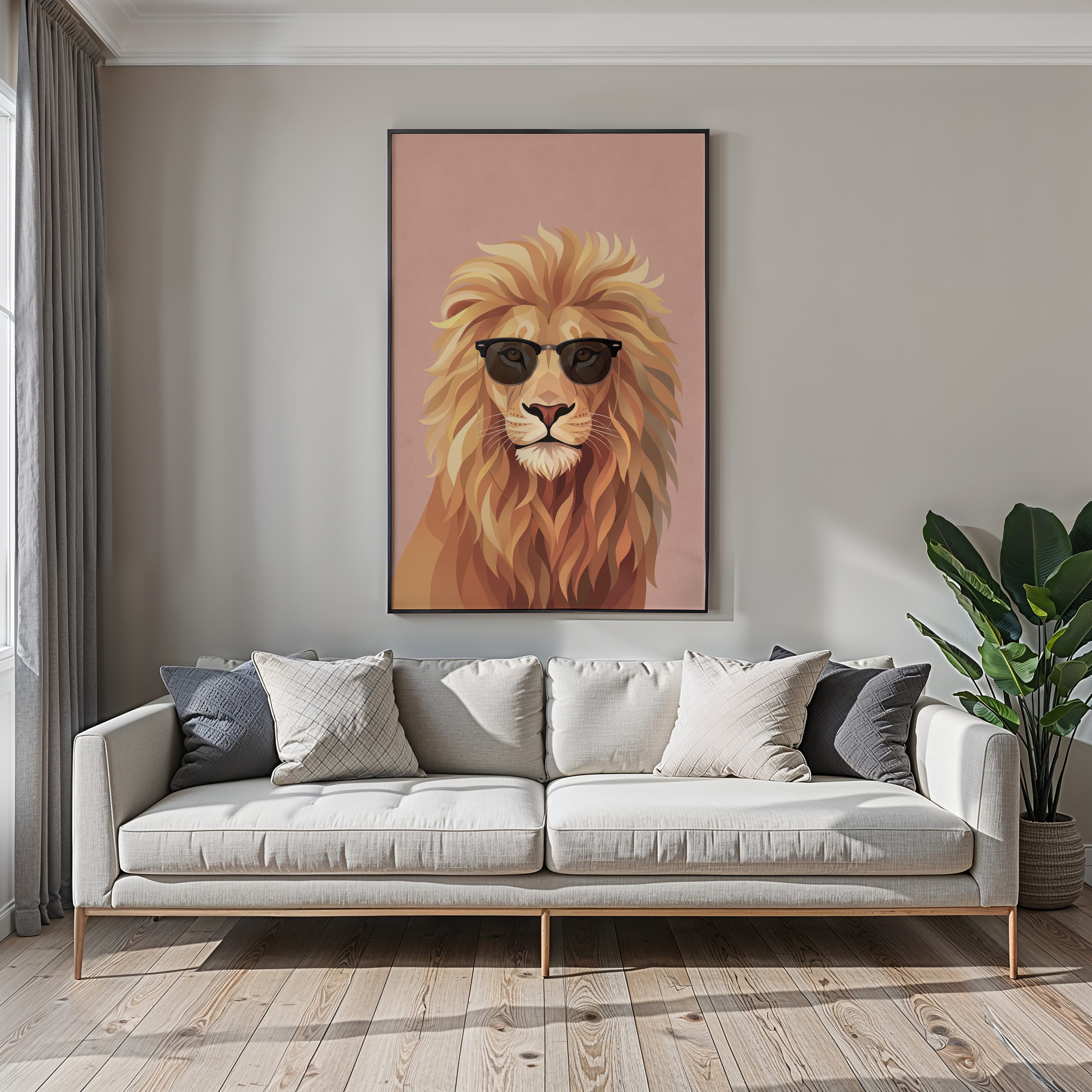 Lion with Sunglasses Print
