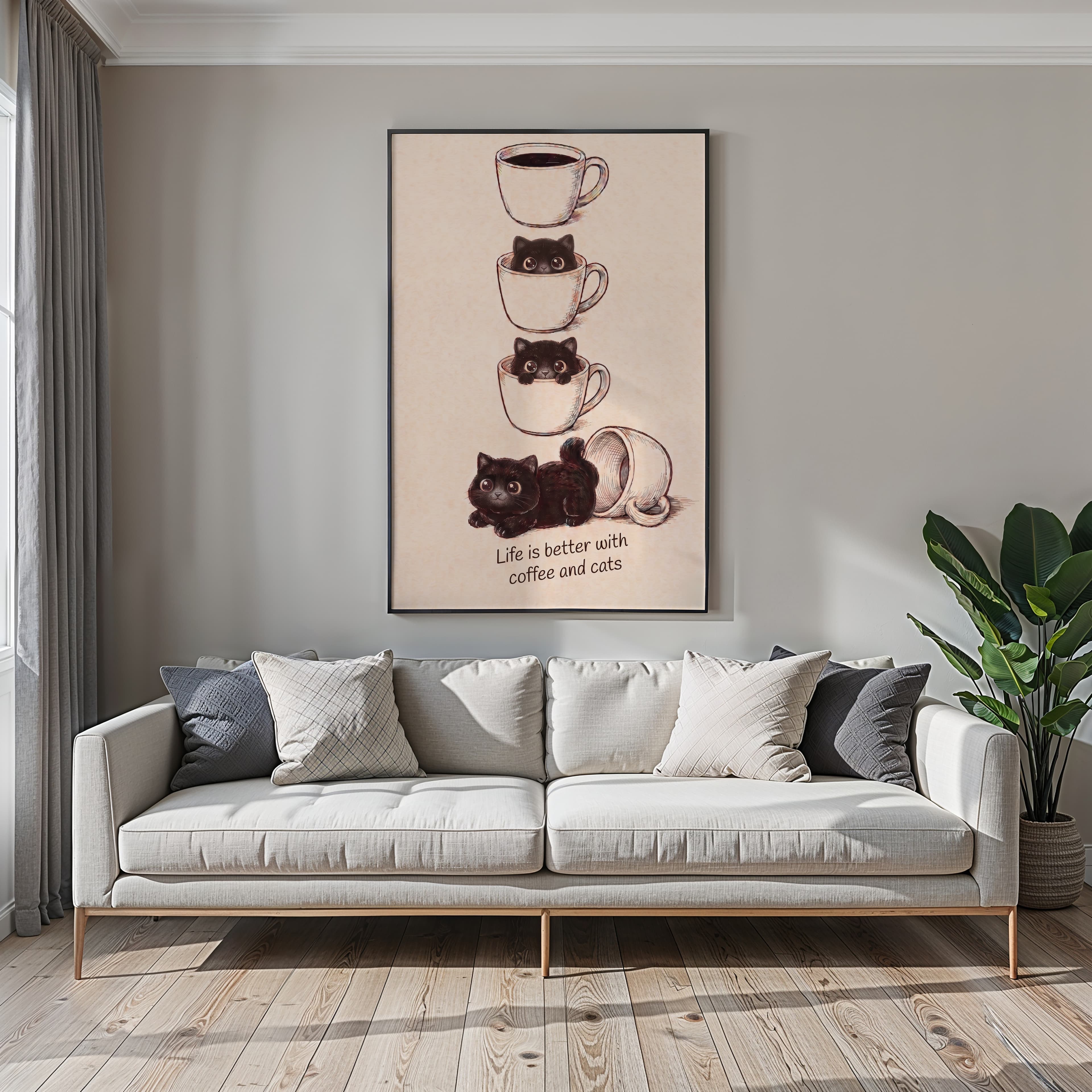 Black Cat Coffee Cup Poster