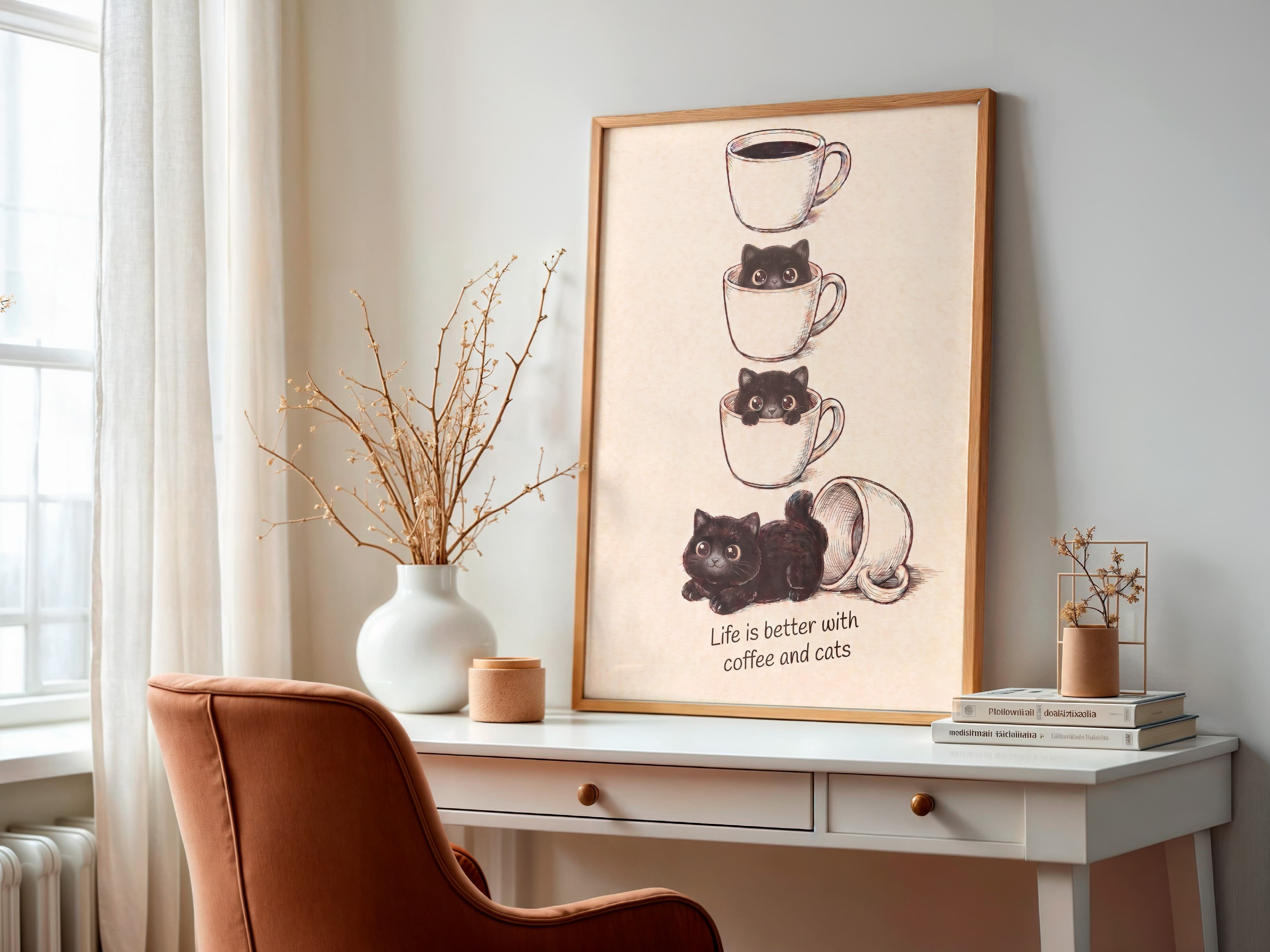 Black Cat Coffee Cup Poster