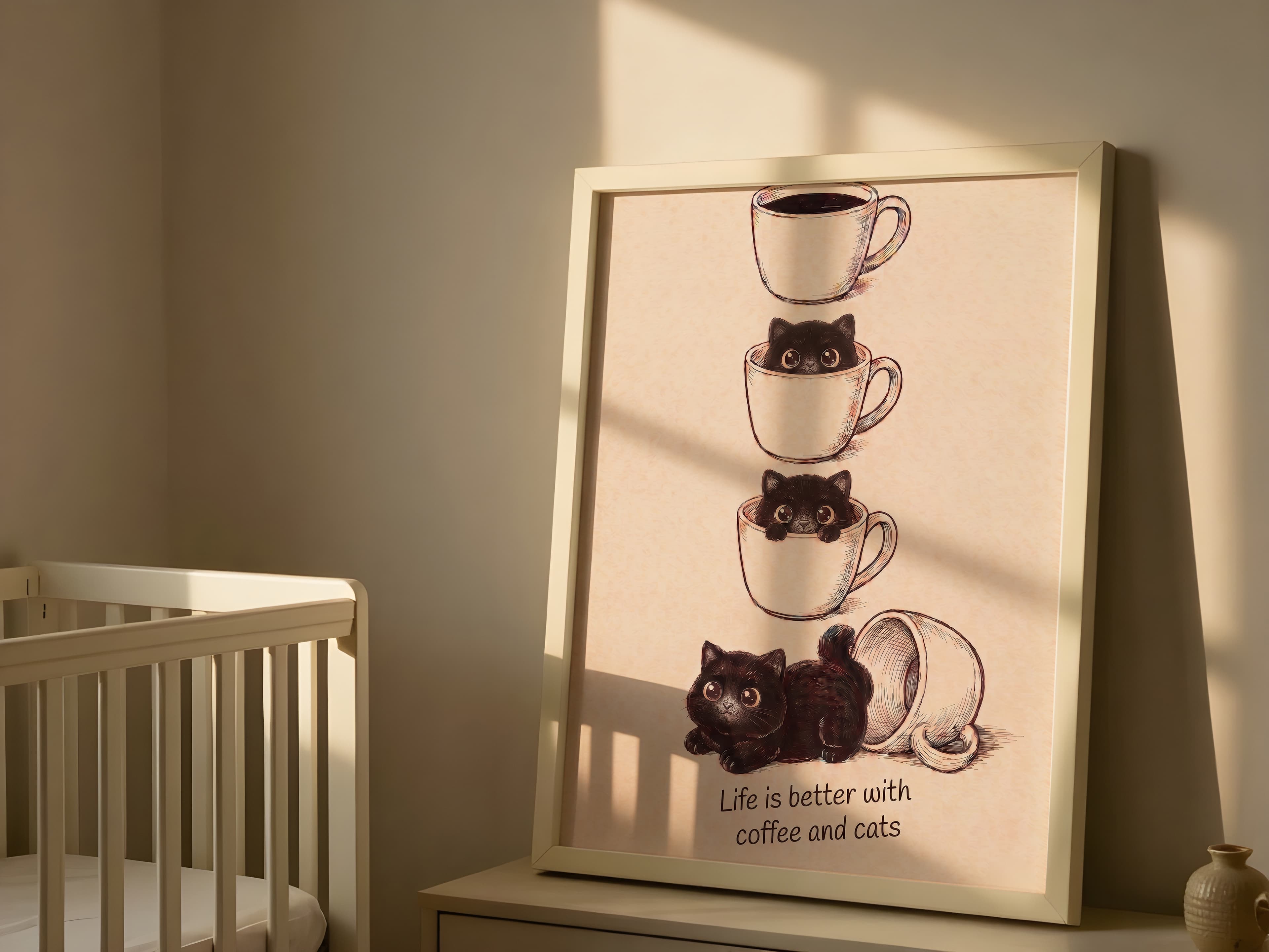 Black Cat Coffee Cup Poster
