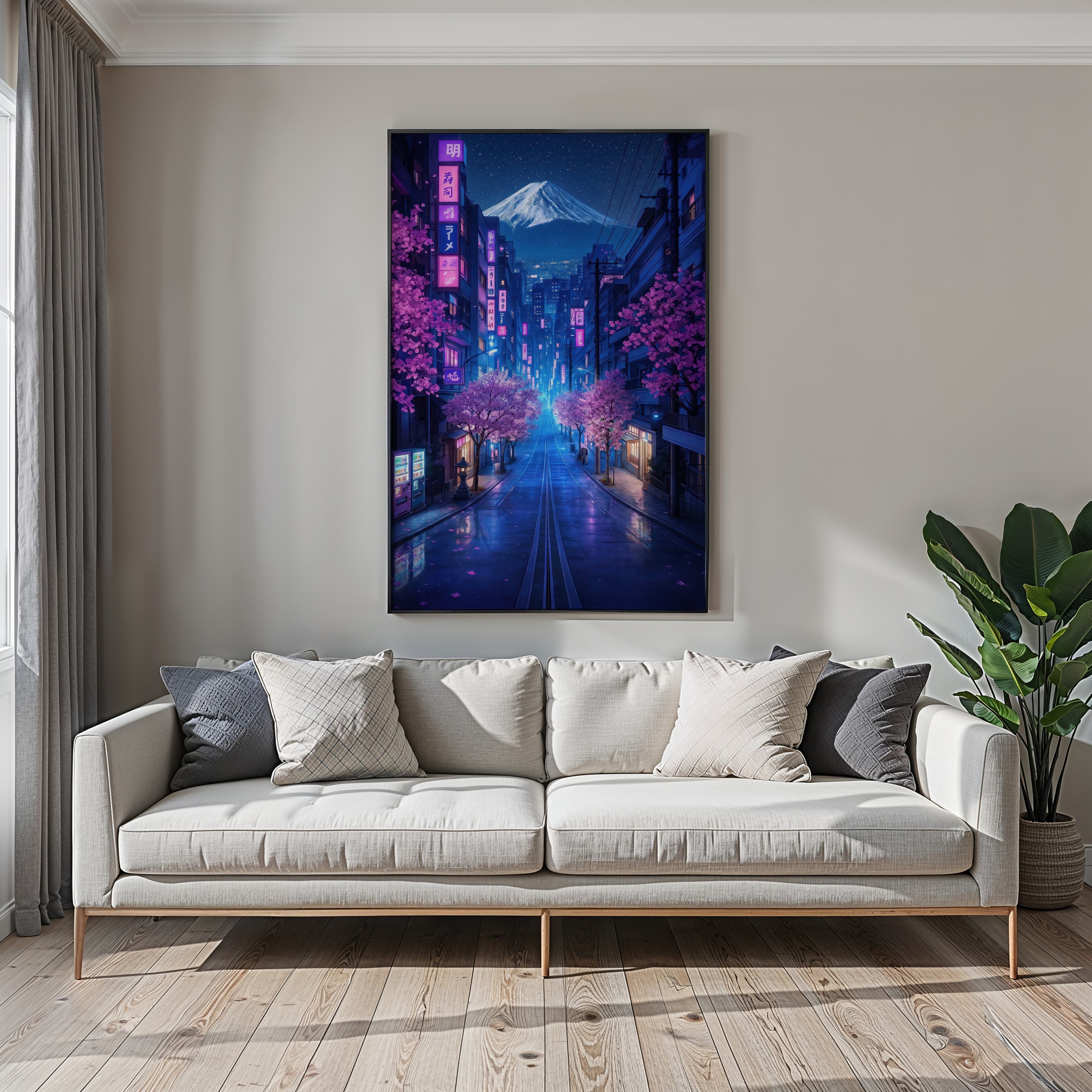 Fuji Cherry Blossom Neon Print