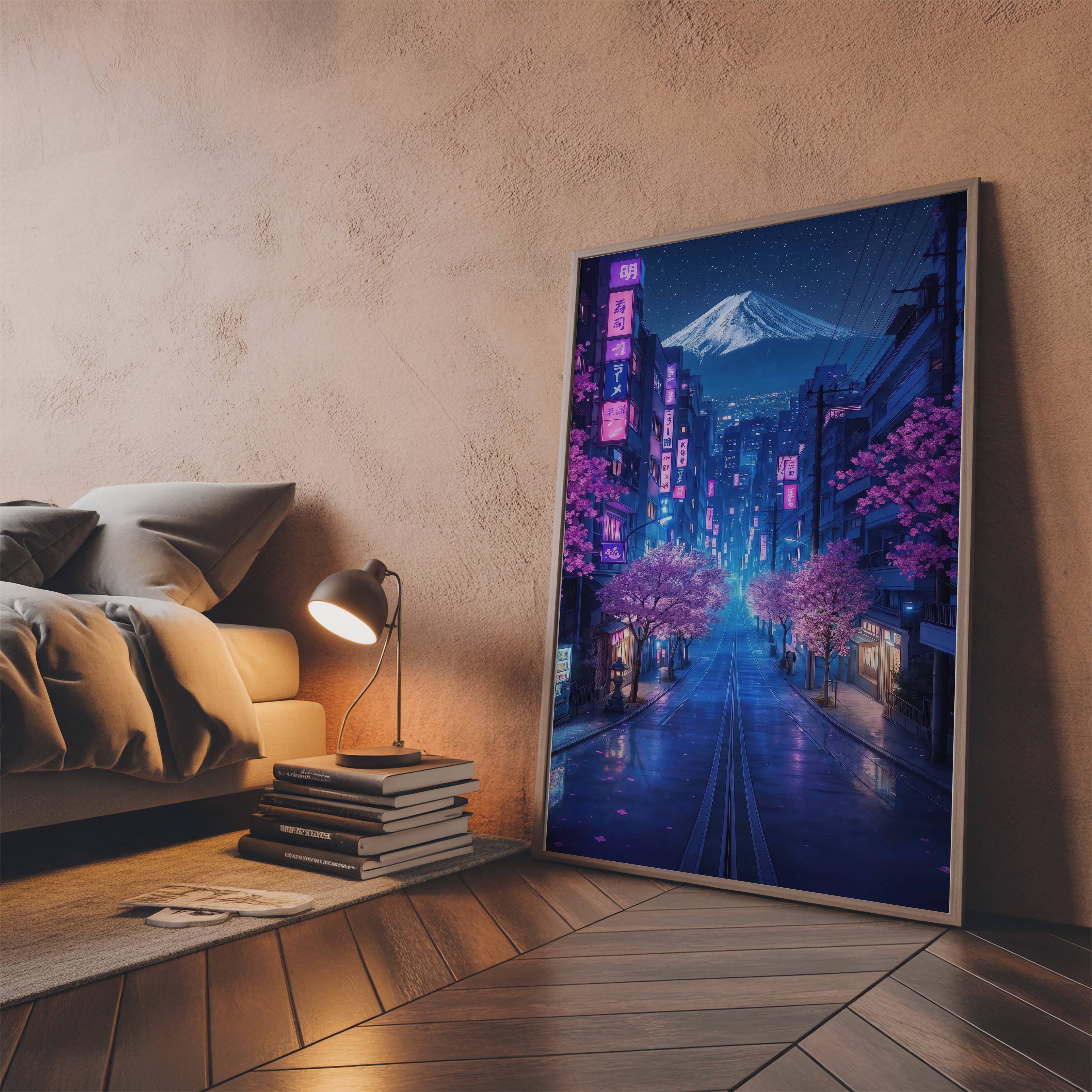 Fuji Cherry Blossom Neon Print