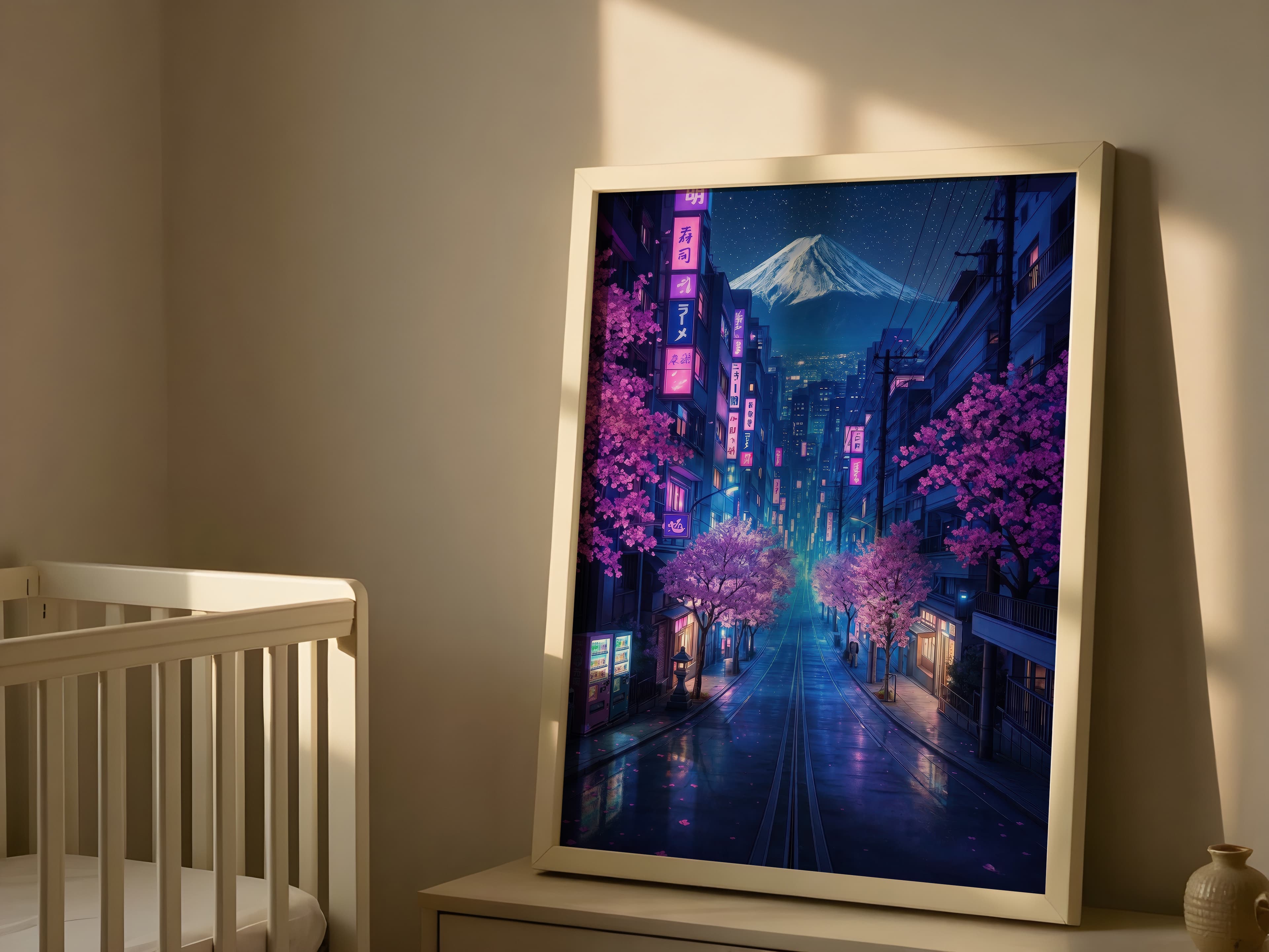 Fuji Cherry Blossom Neon Print