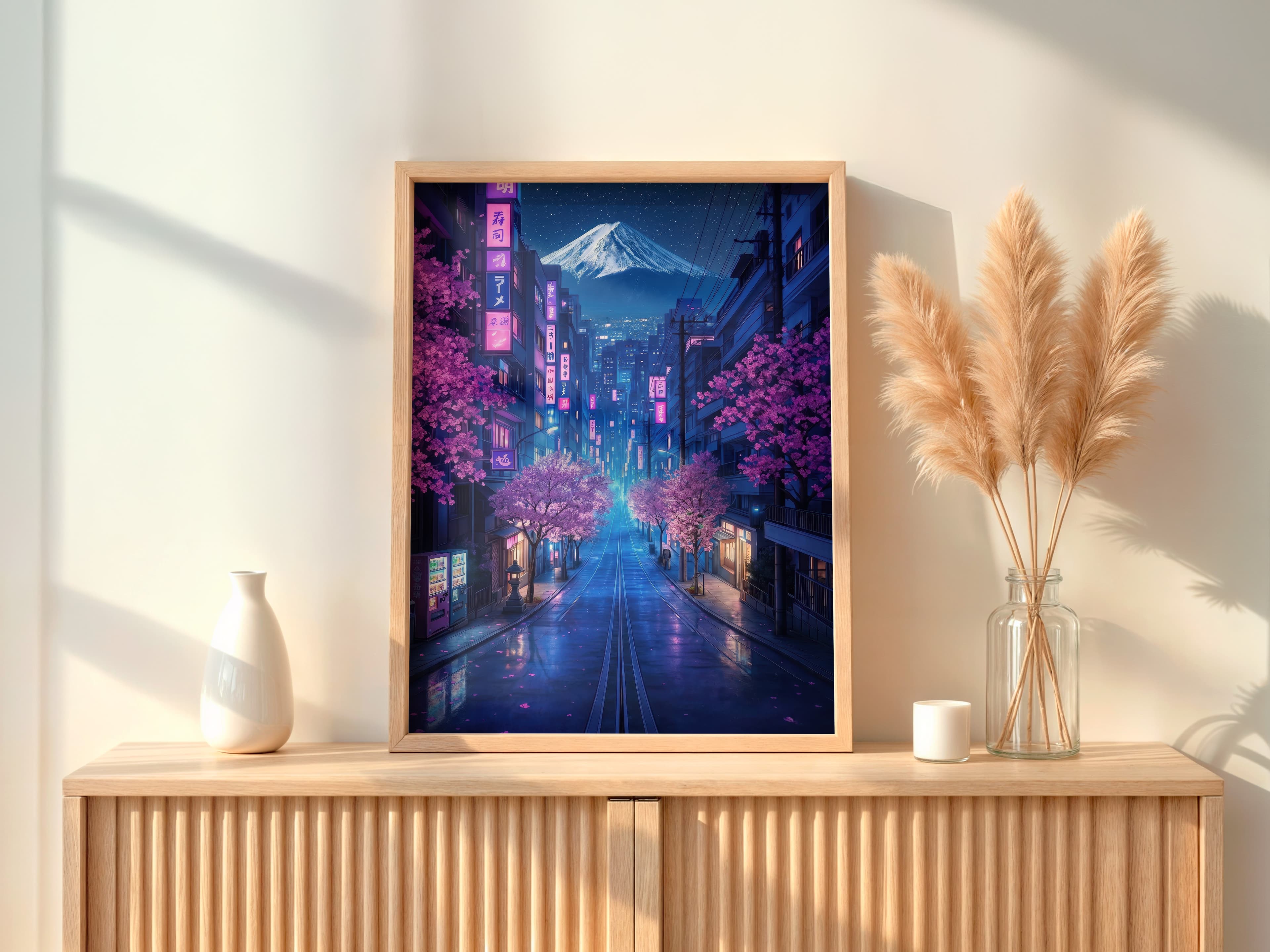 Fuji Cherry Blossom Neon Print