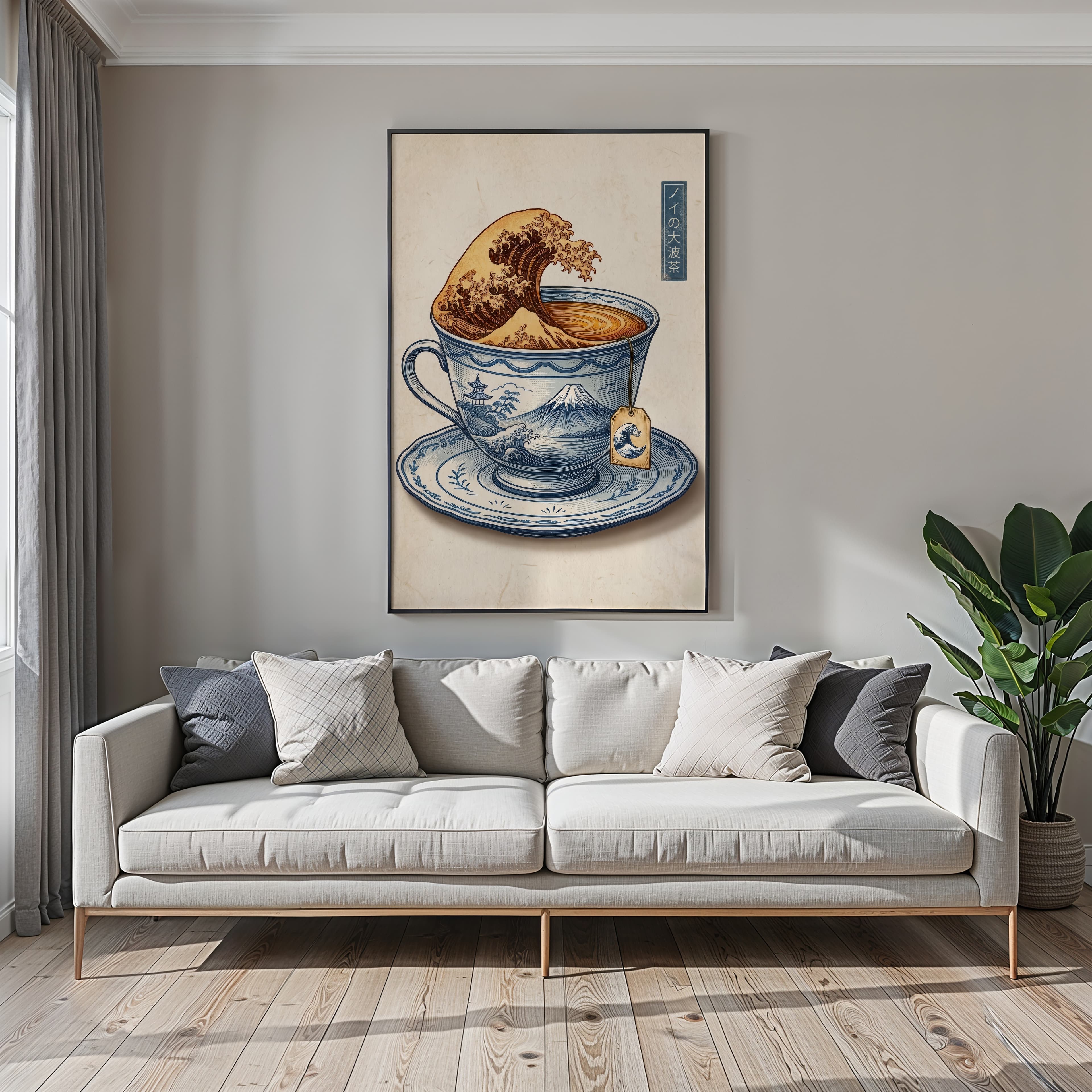 Japanese Wave Teacup Art Print – Hokusai Style