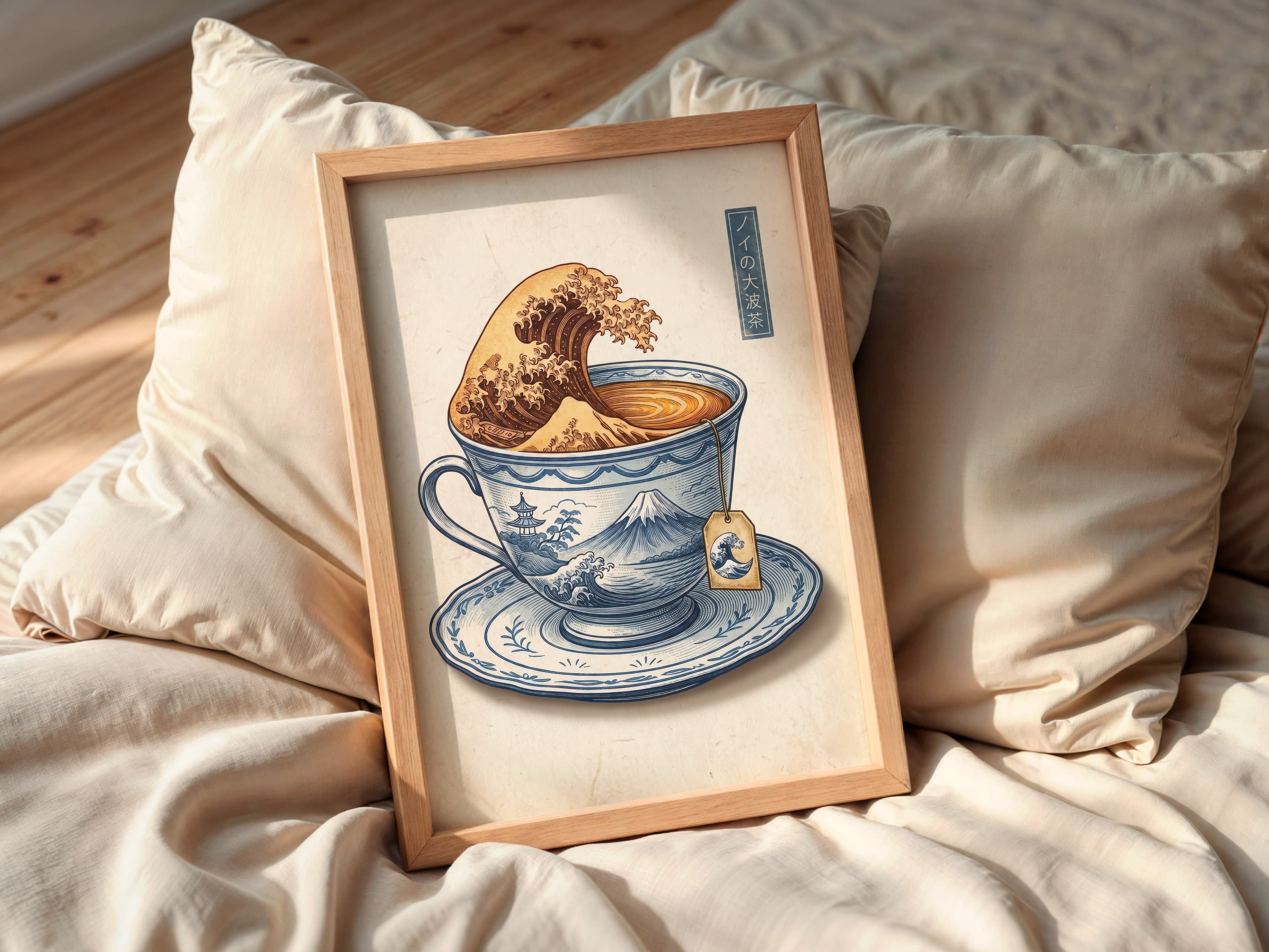 Japanese Wave Teacup Art Print – Hokusai Style