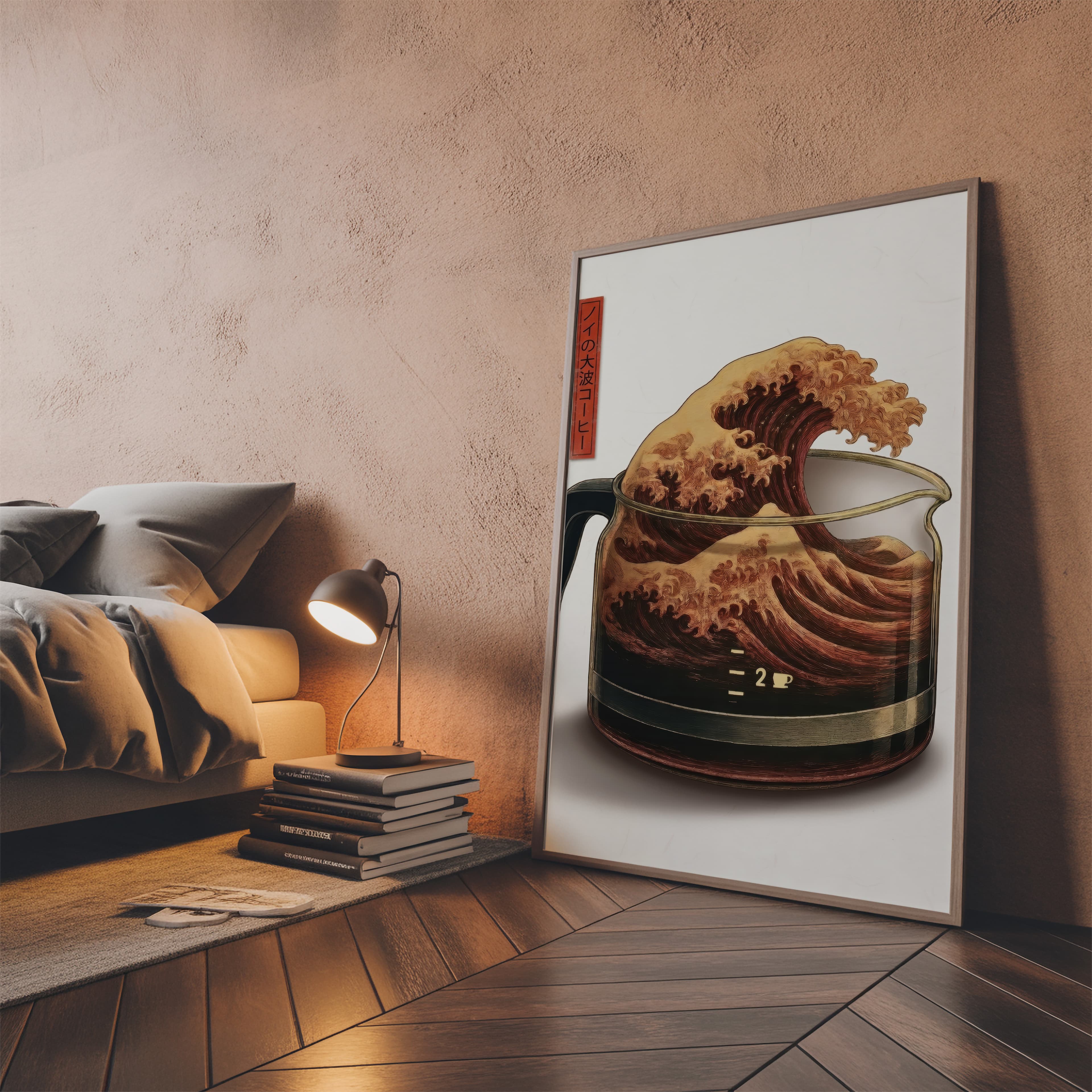 Japanese Wave Coffee Print – Minimalist Kitchen Art