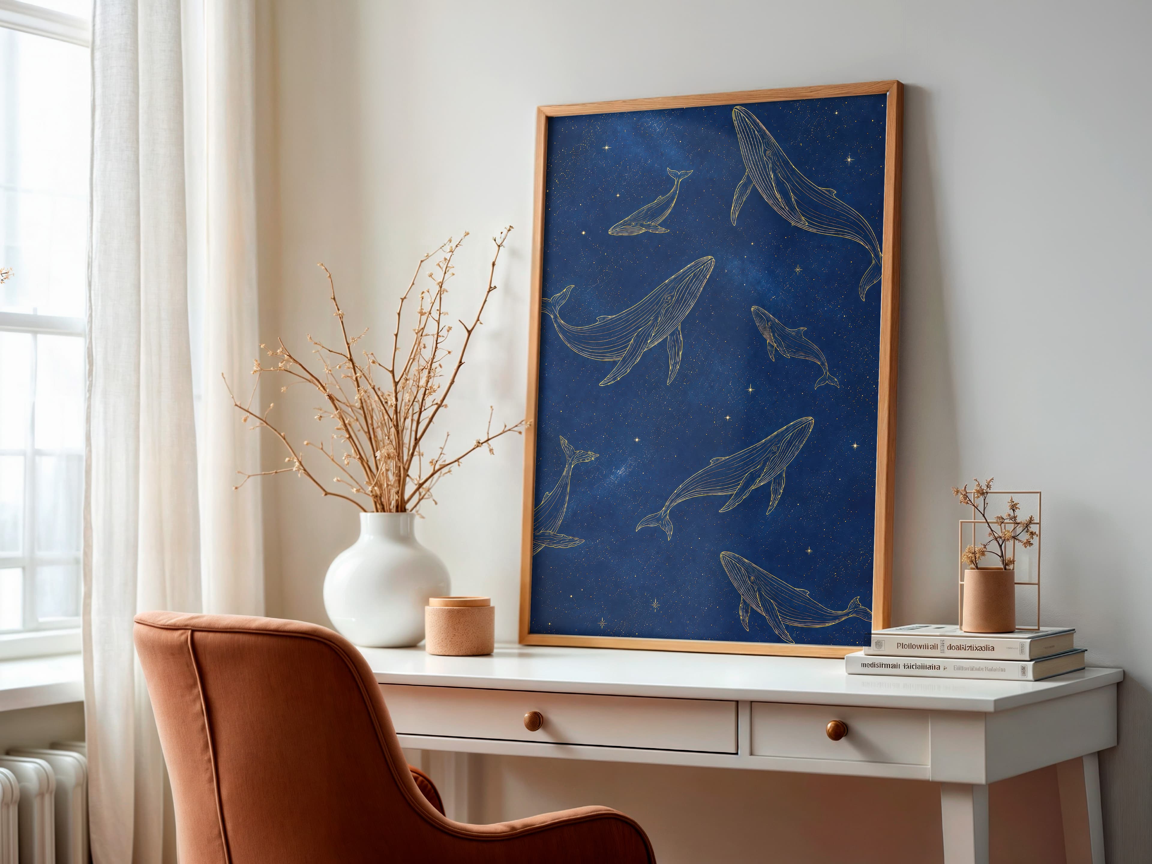 Whale Line Art Print