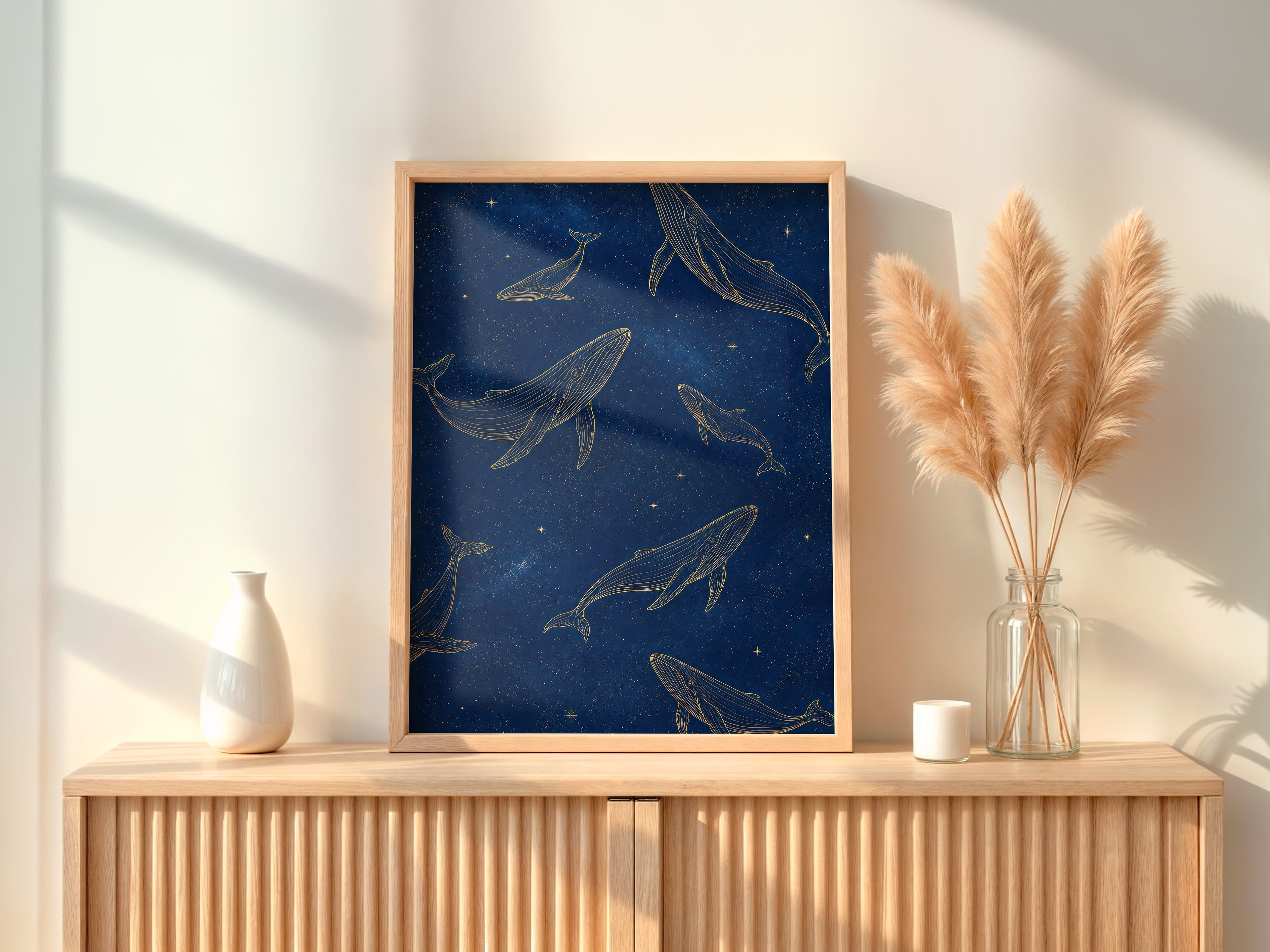 Whale Line Art Print