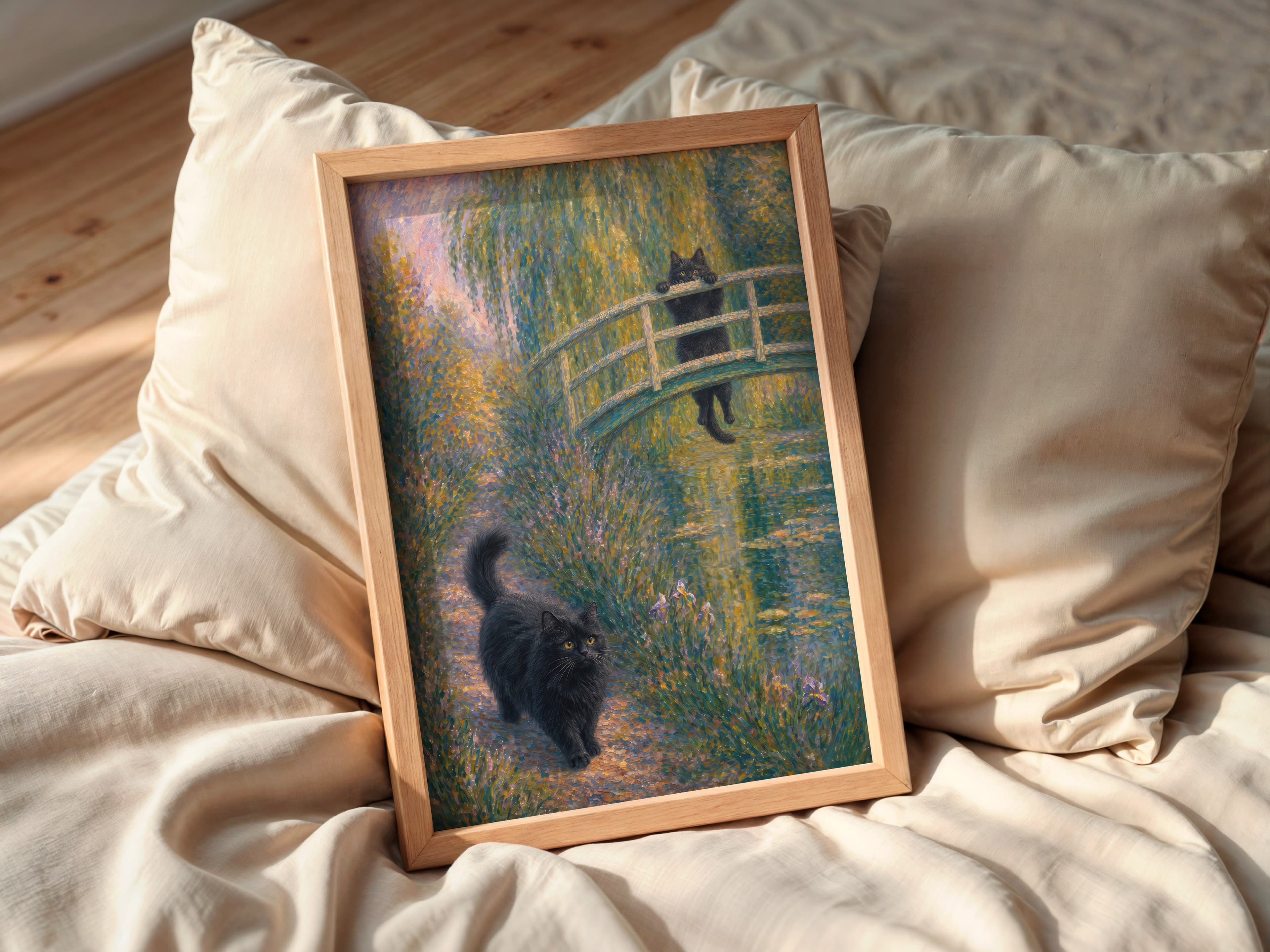 Black Cat Garden Print