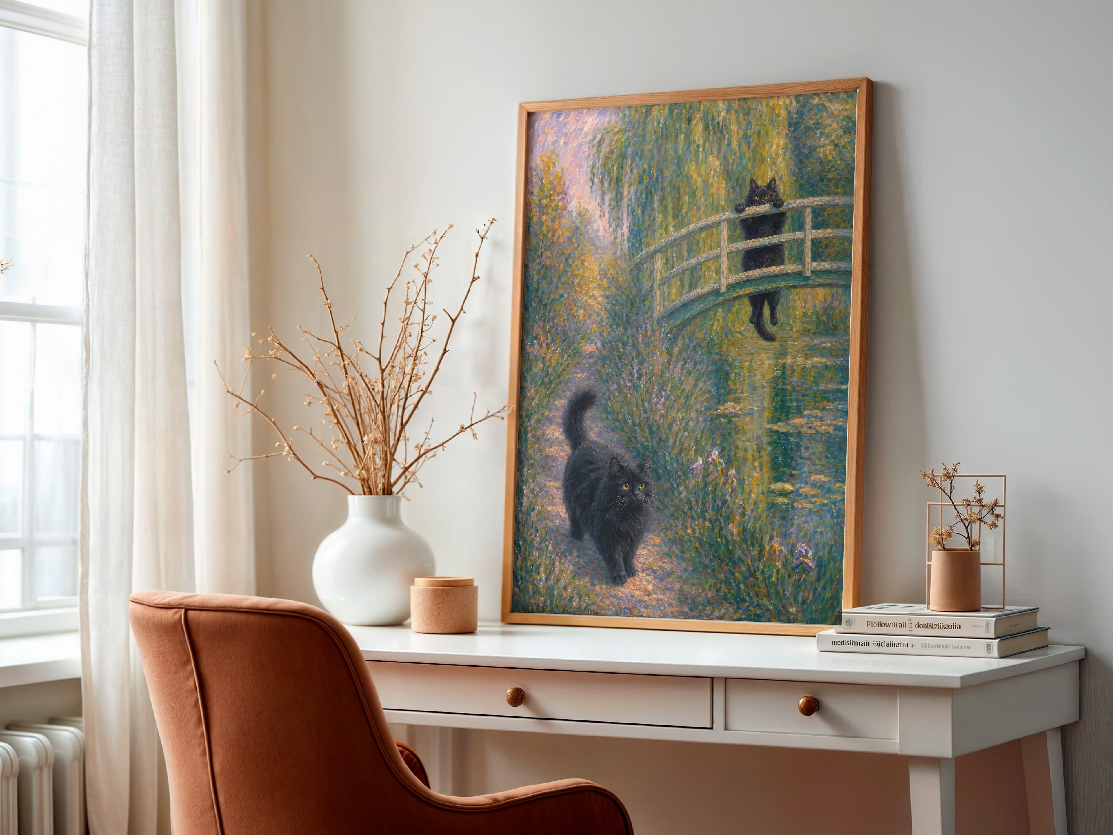 Black Cat Garden Print