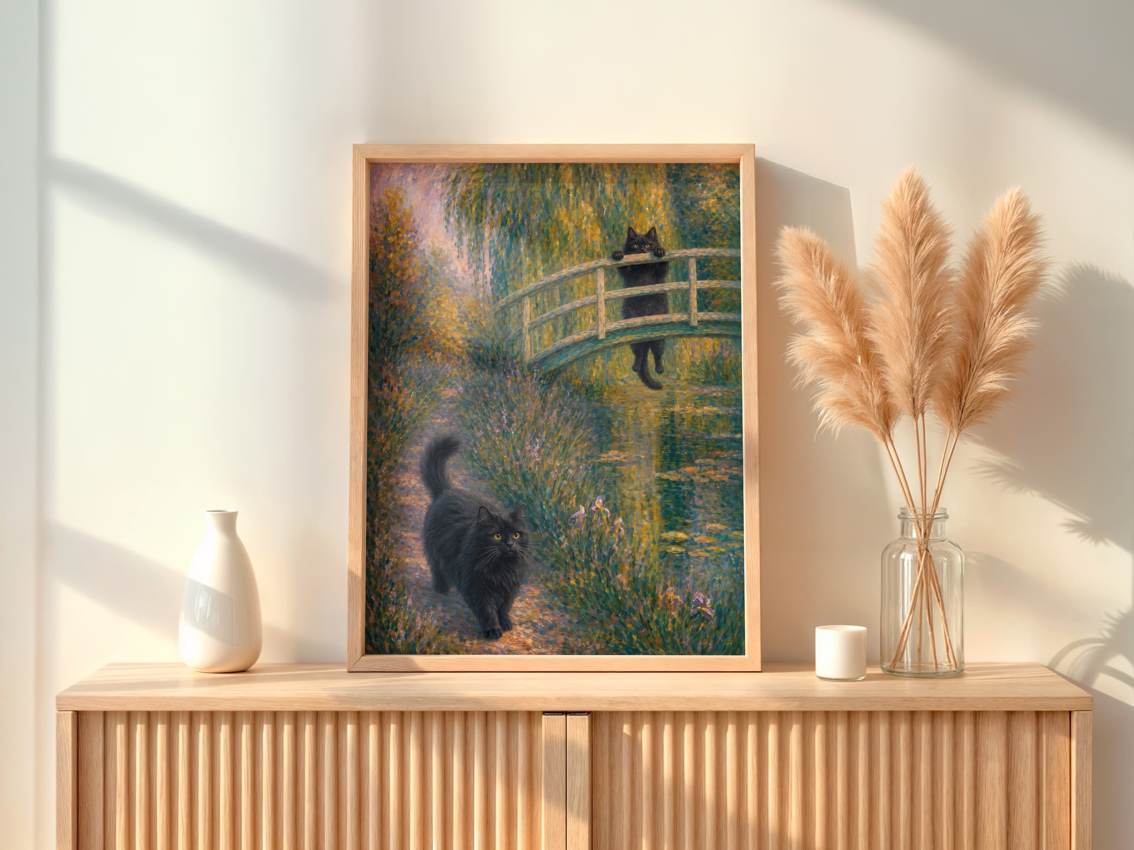 Black Cat Garden Print