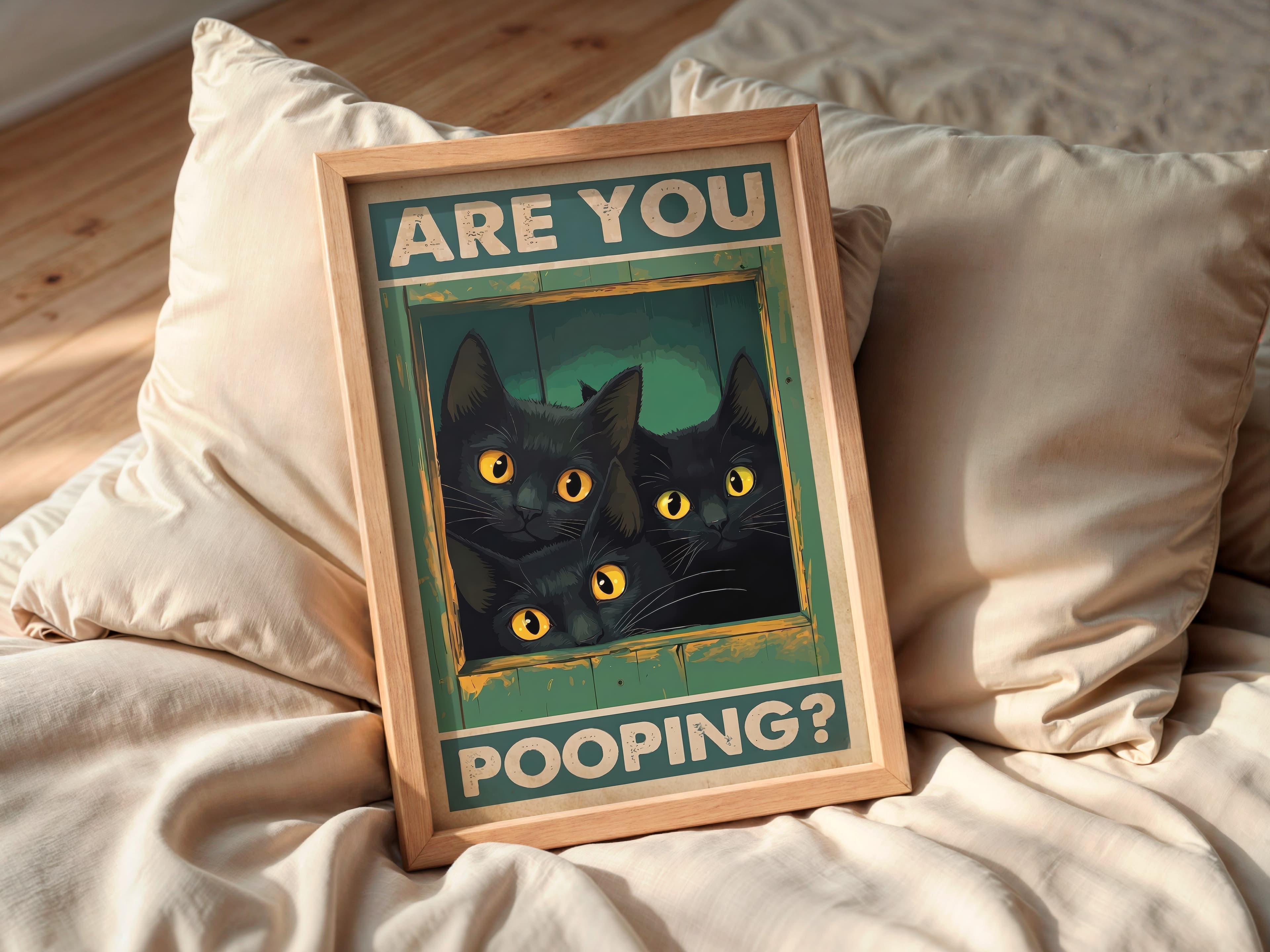 Black Cat Bathroom Print