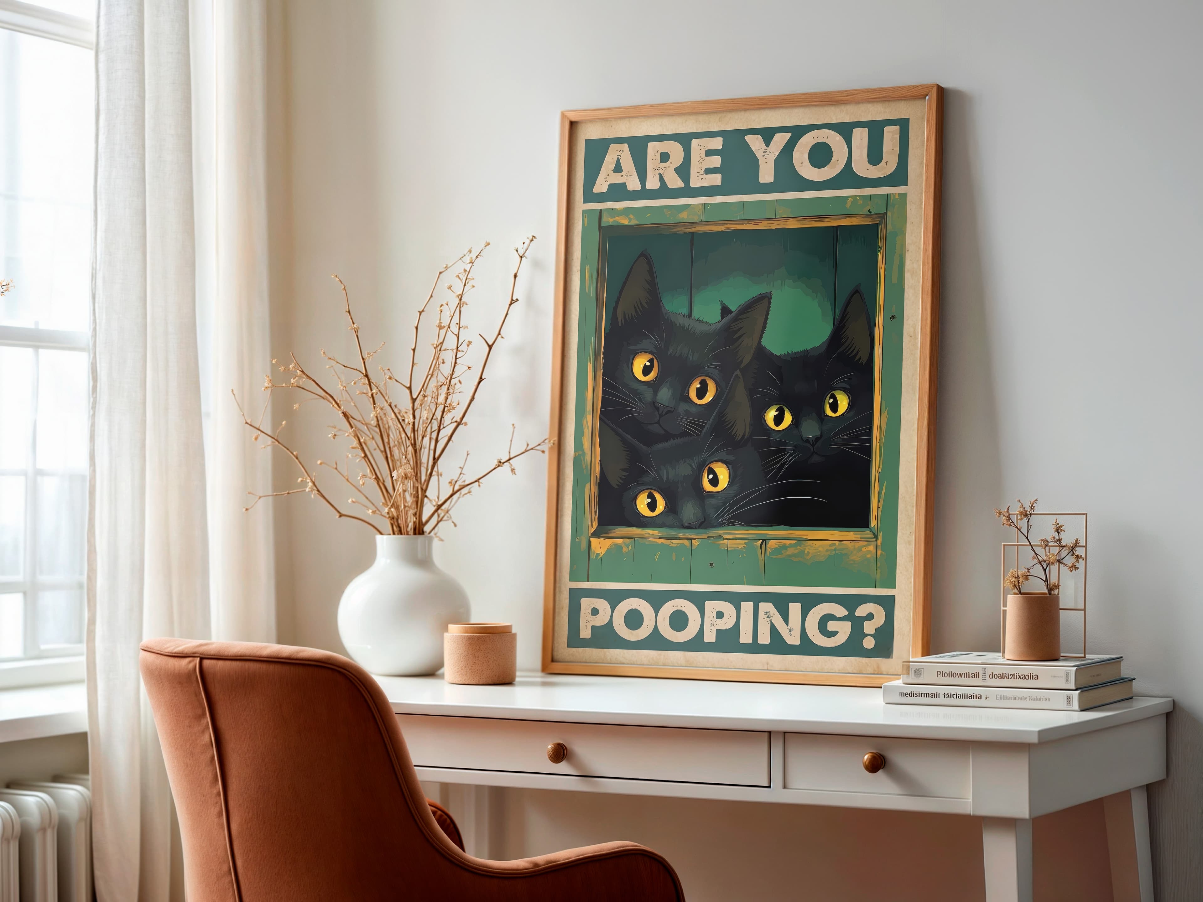 Black Cat Bathroom Print