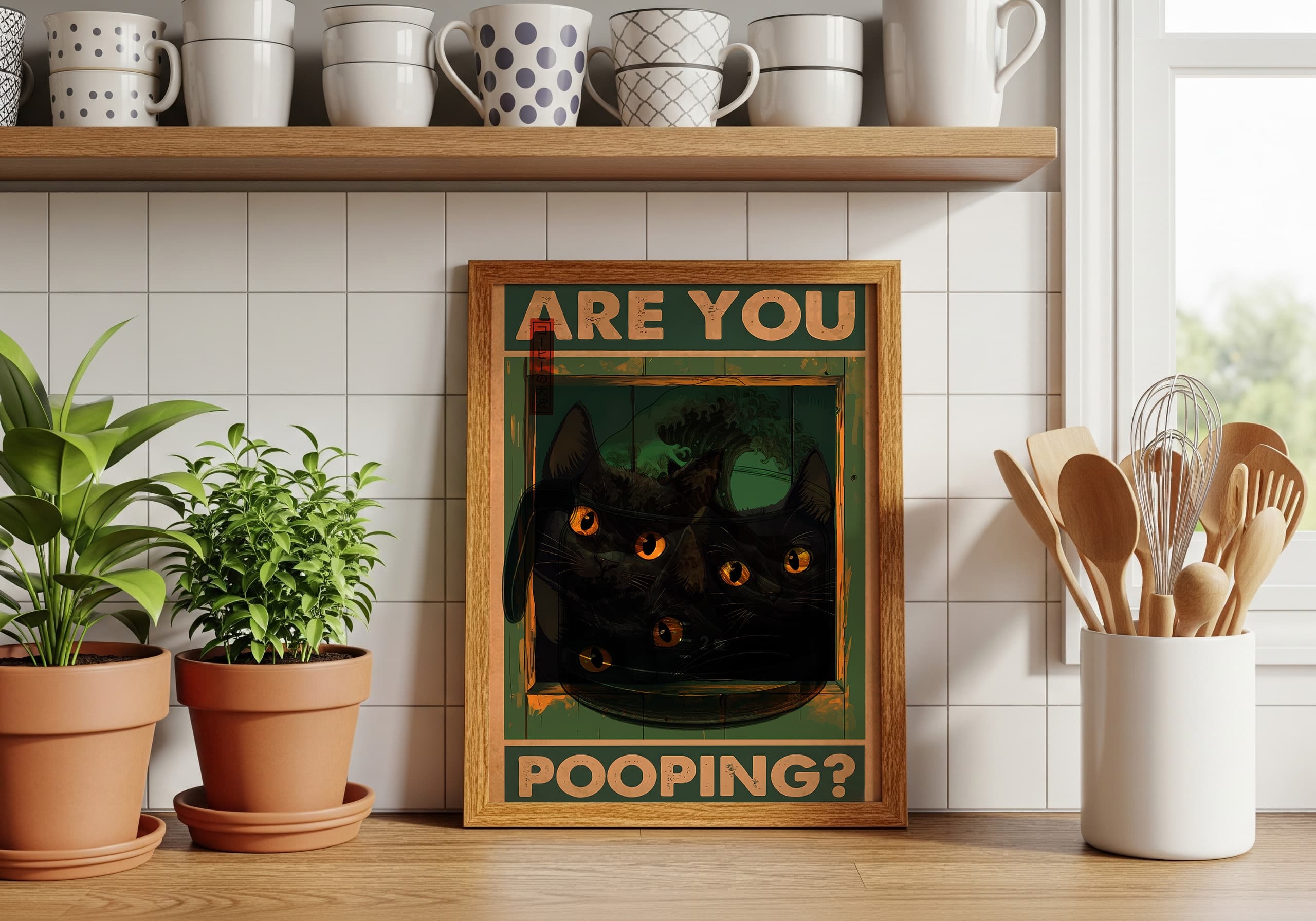 Black Cat Bathroom Print