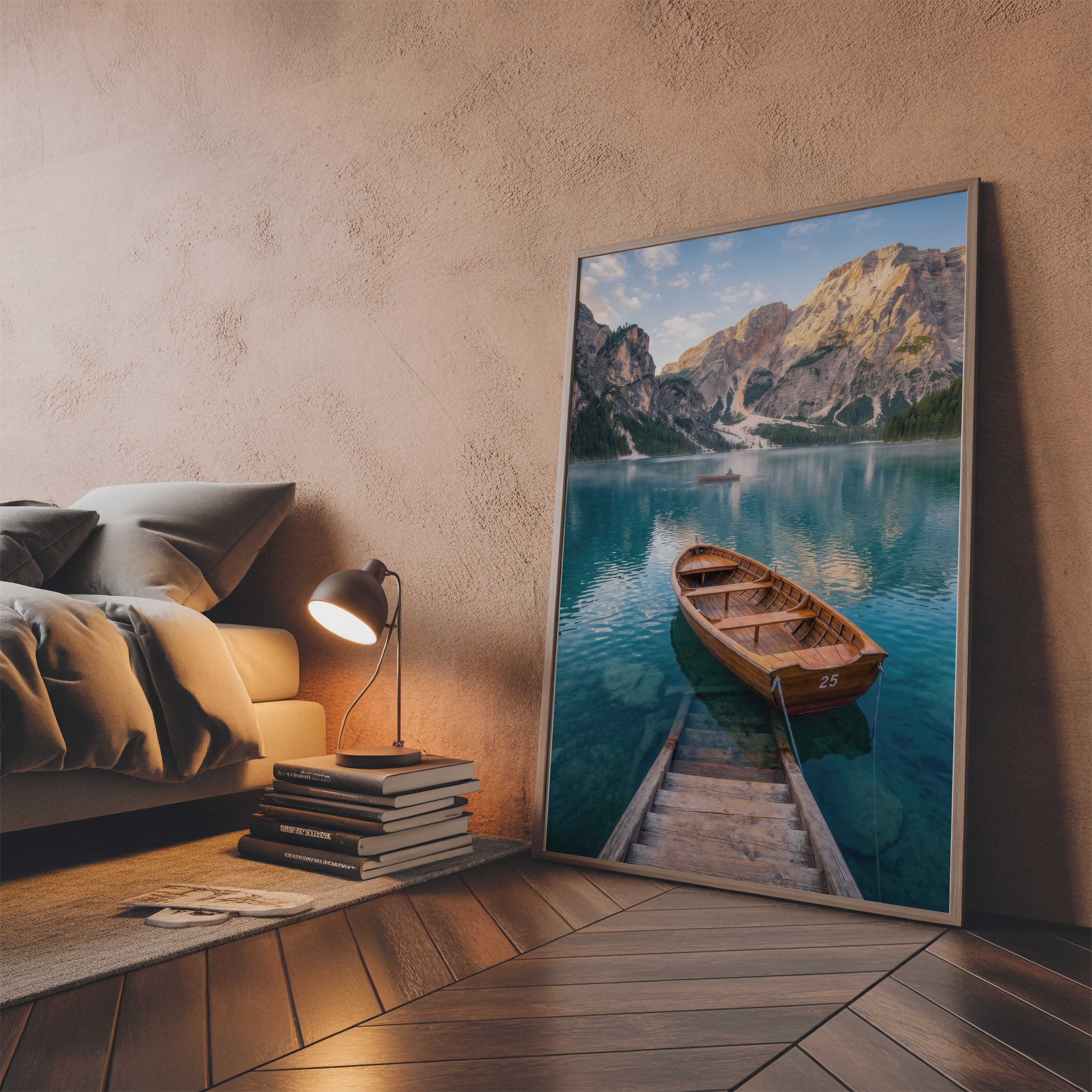 Mountain Lake Boat Print