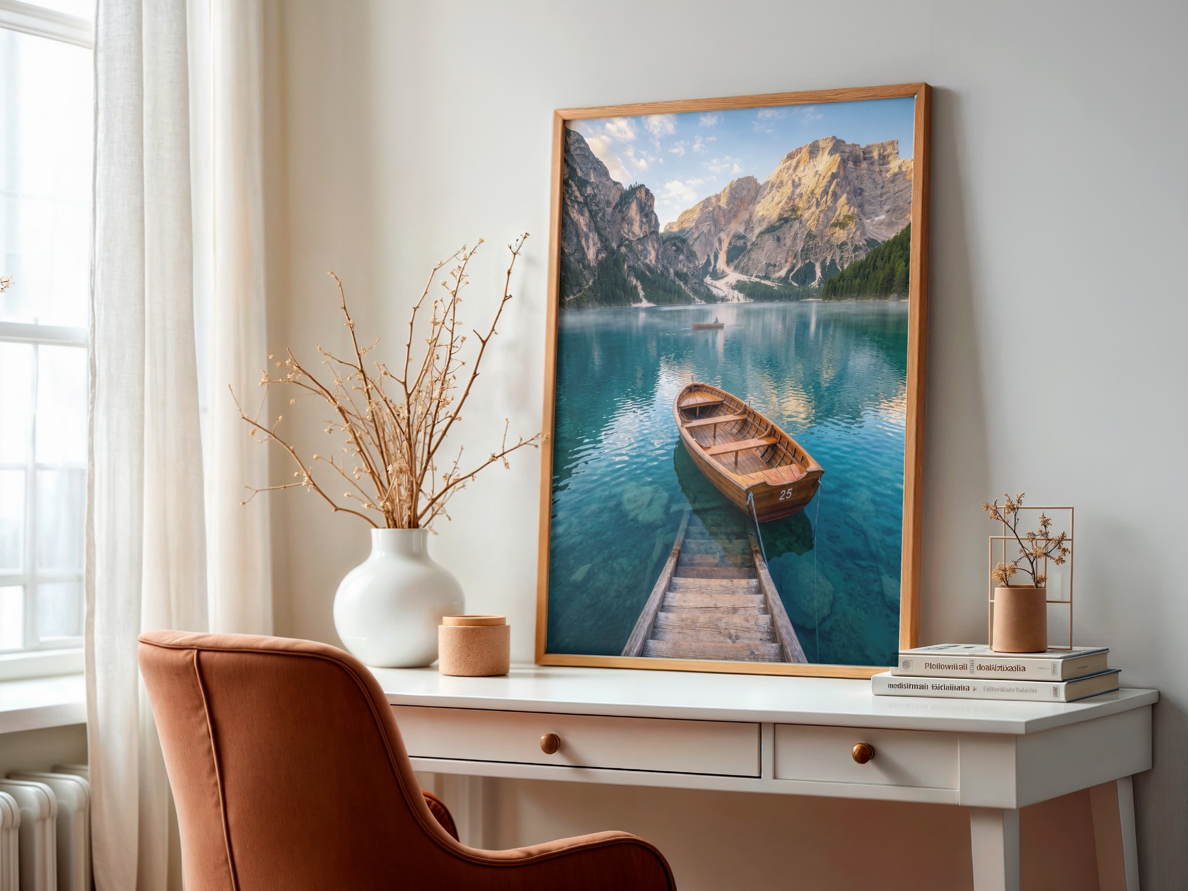 Mountain Lake Boat Print