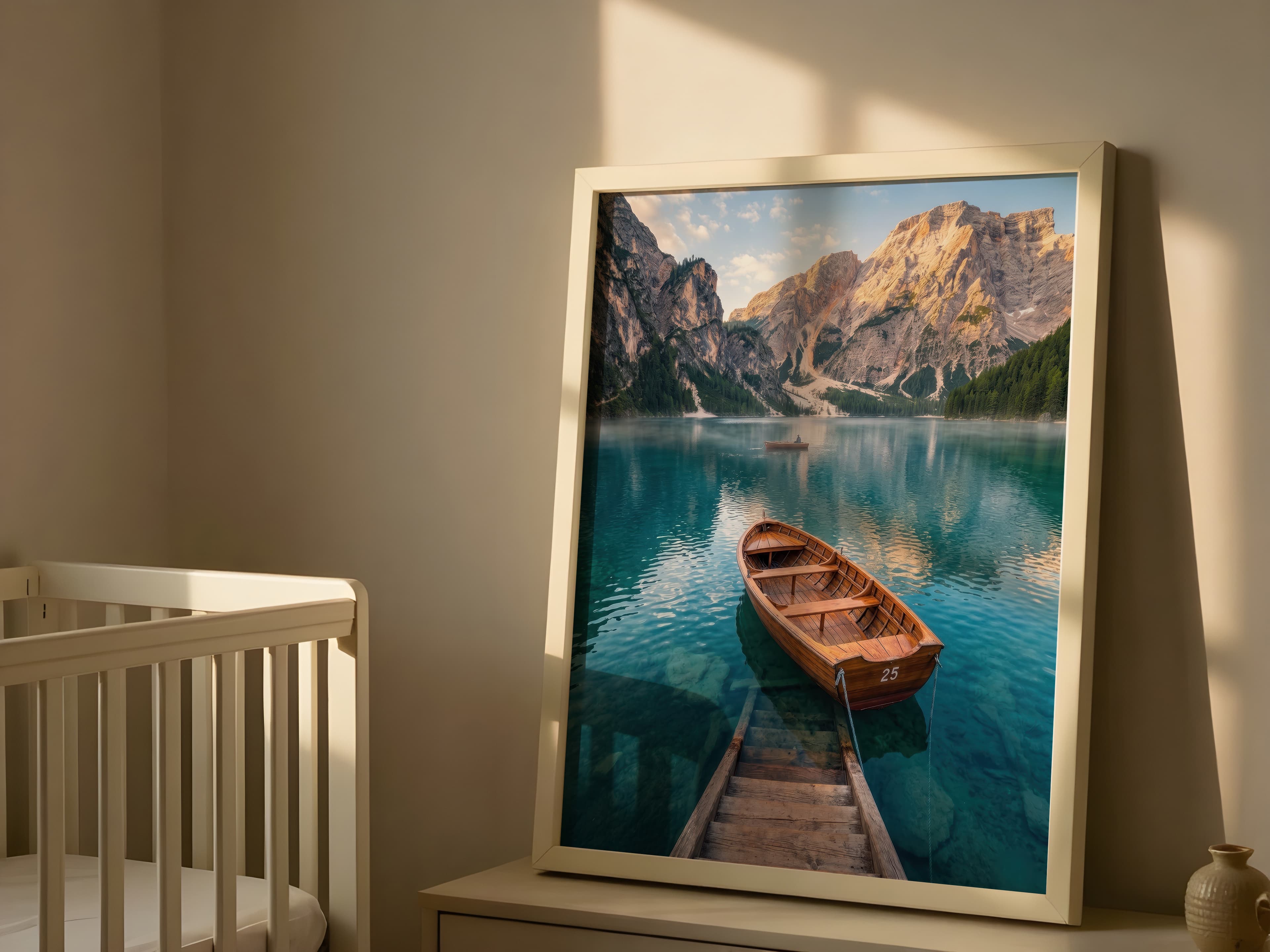 Mountain Lake Boat Print