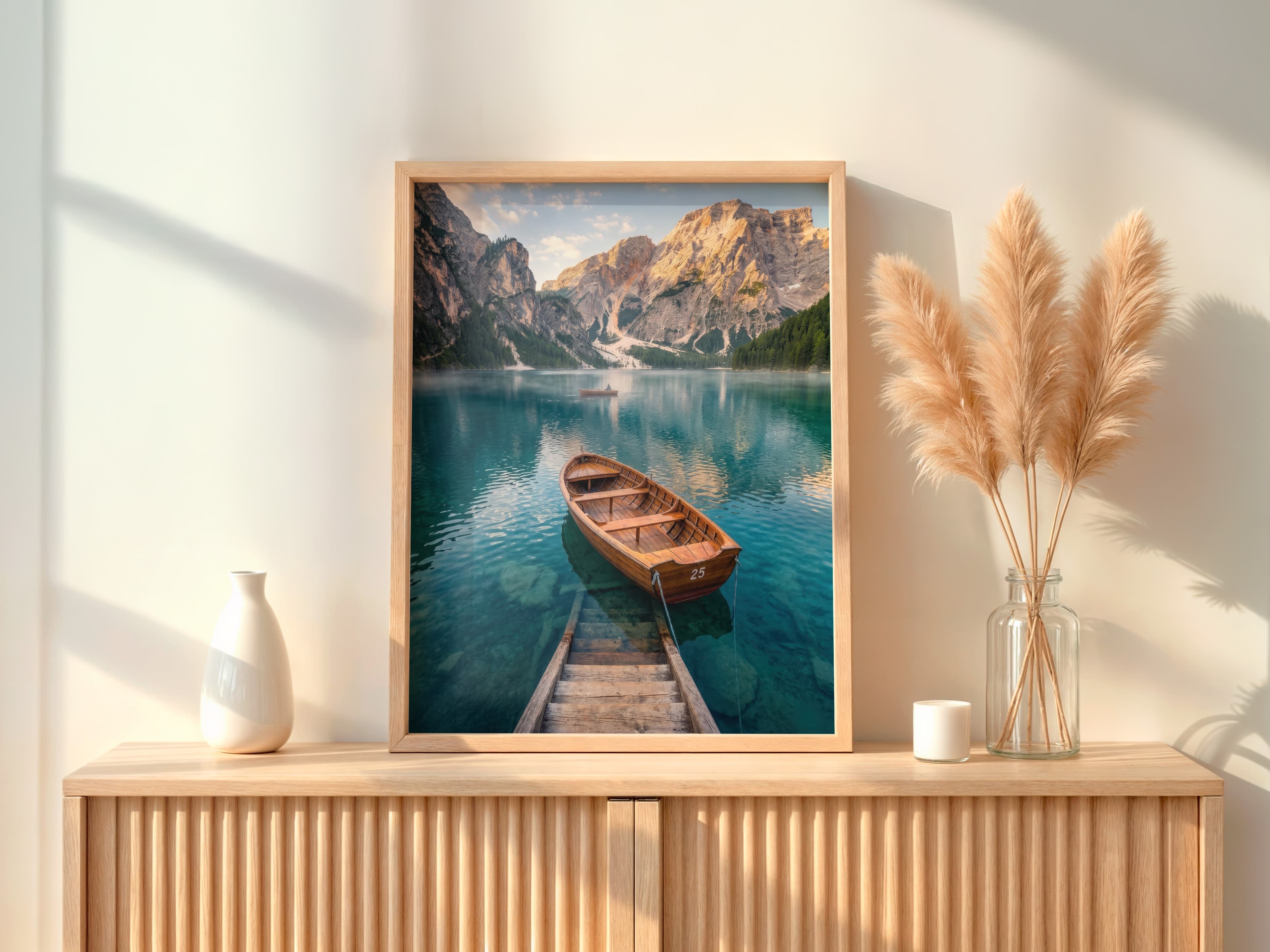 Mountain Lake Boat Print
