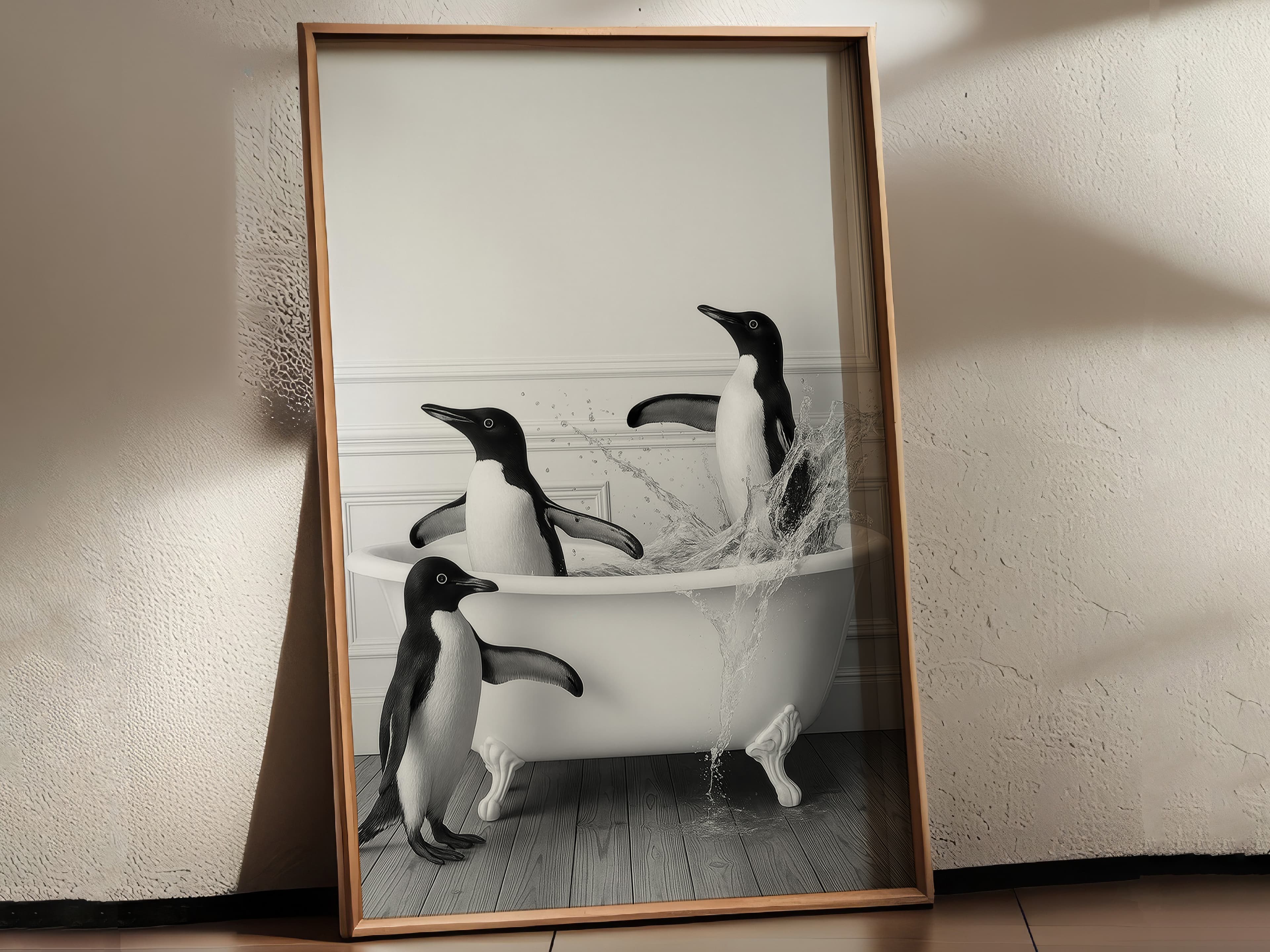 Penguin Bathtub Print