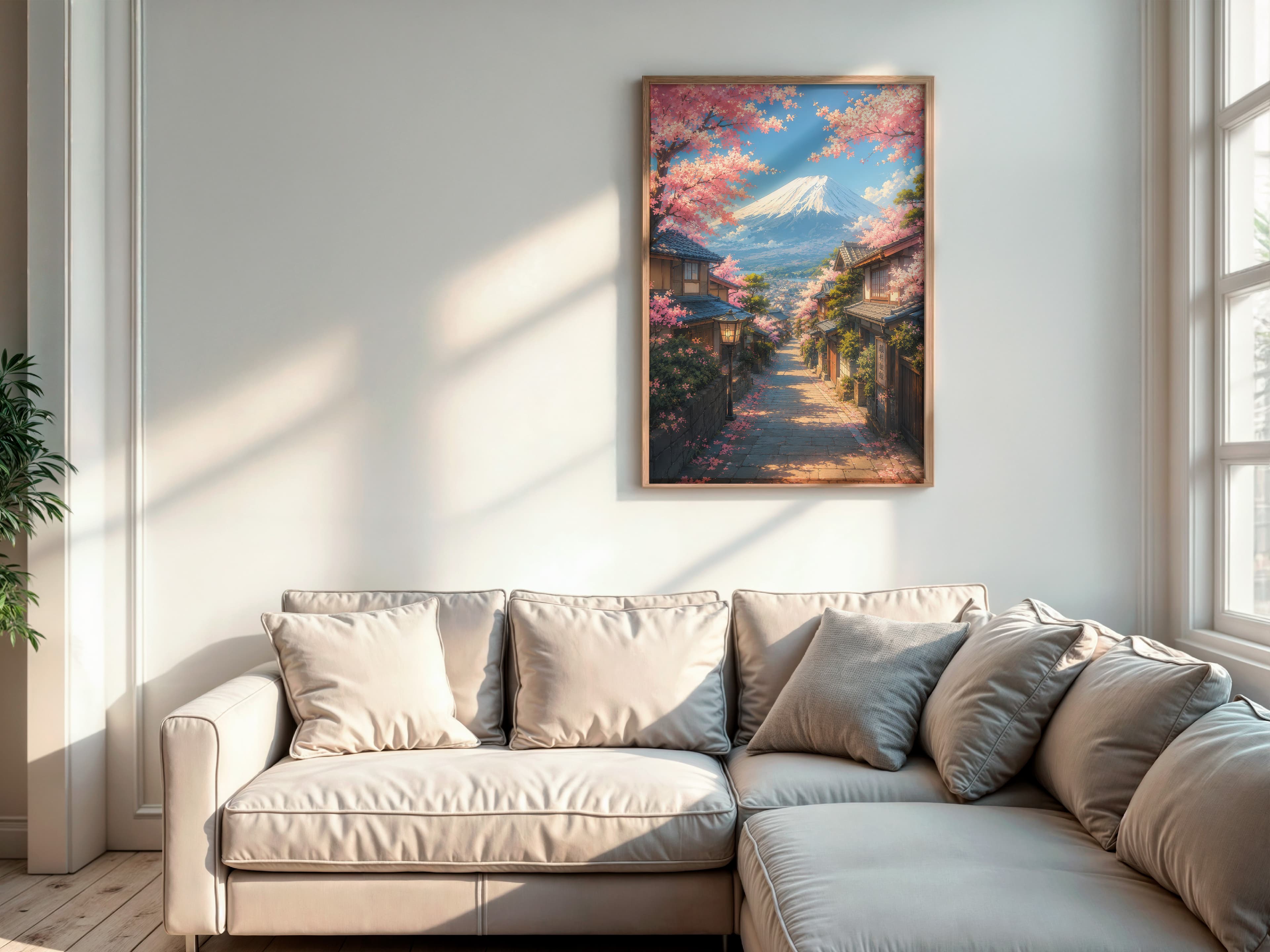 Cherry Blossom Street Mount Fuji Print