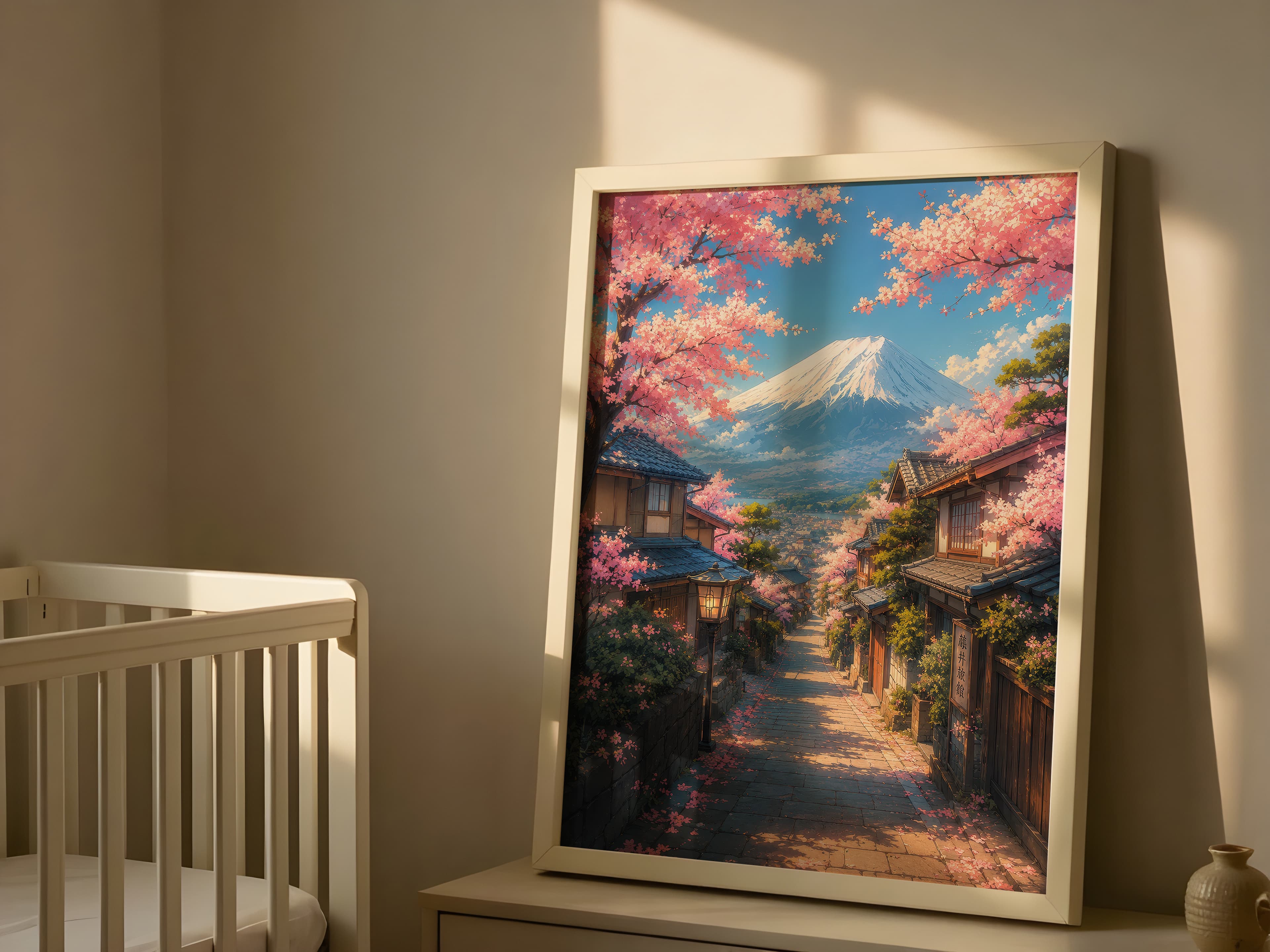 Cherry Blossom Street Mount Fuji Print