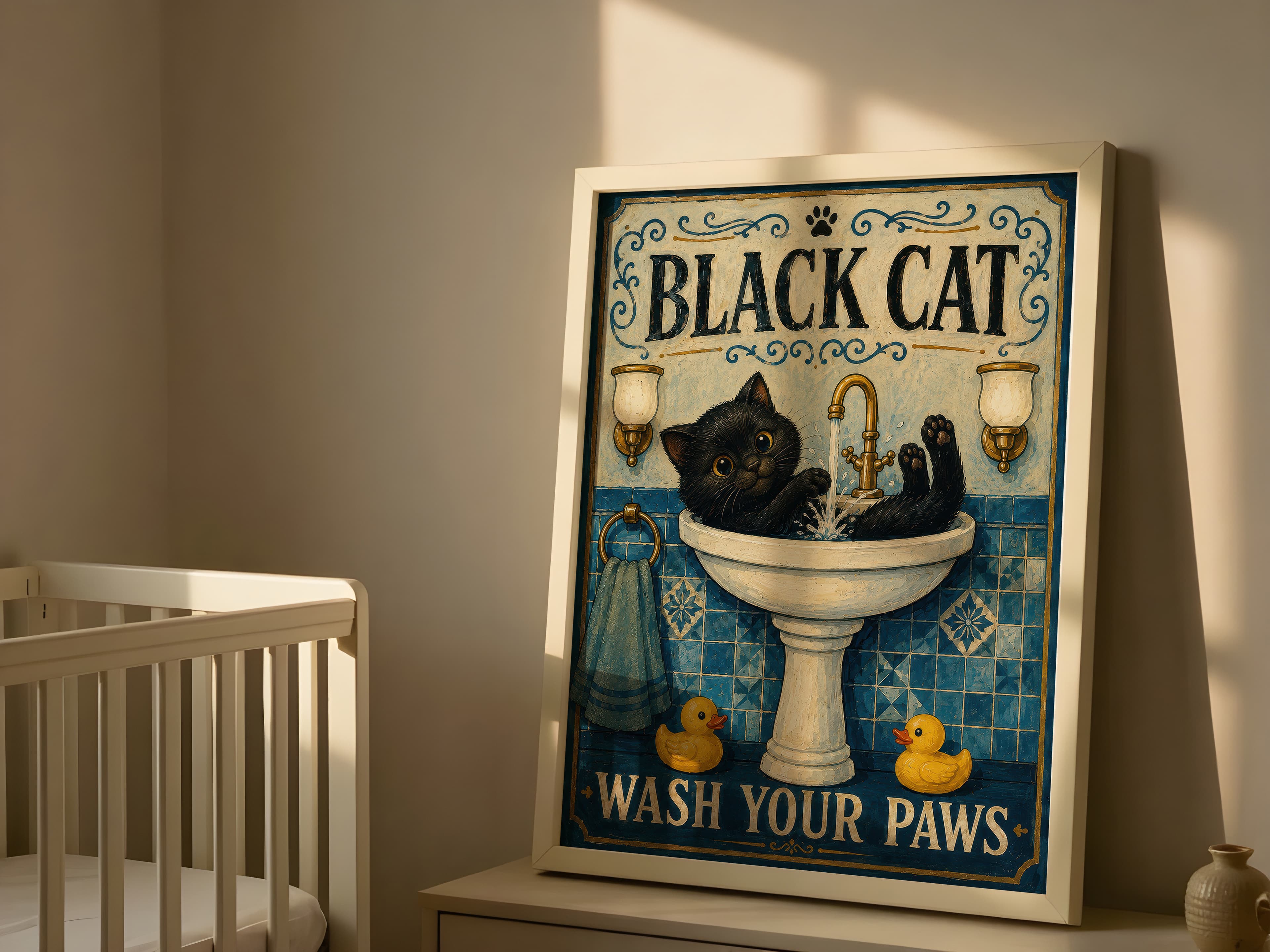 Black Cat Sink Print
