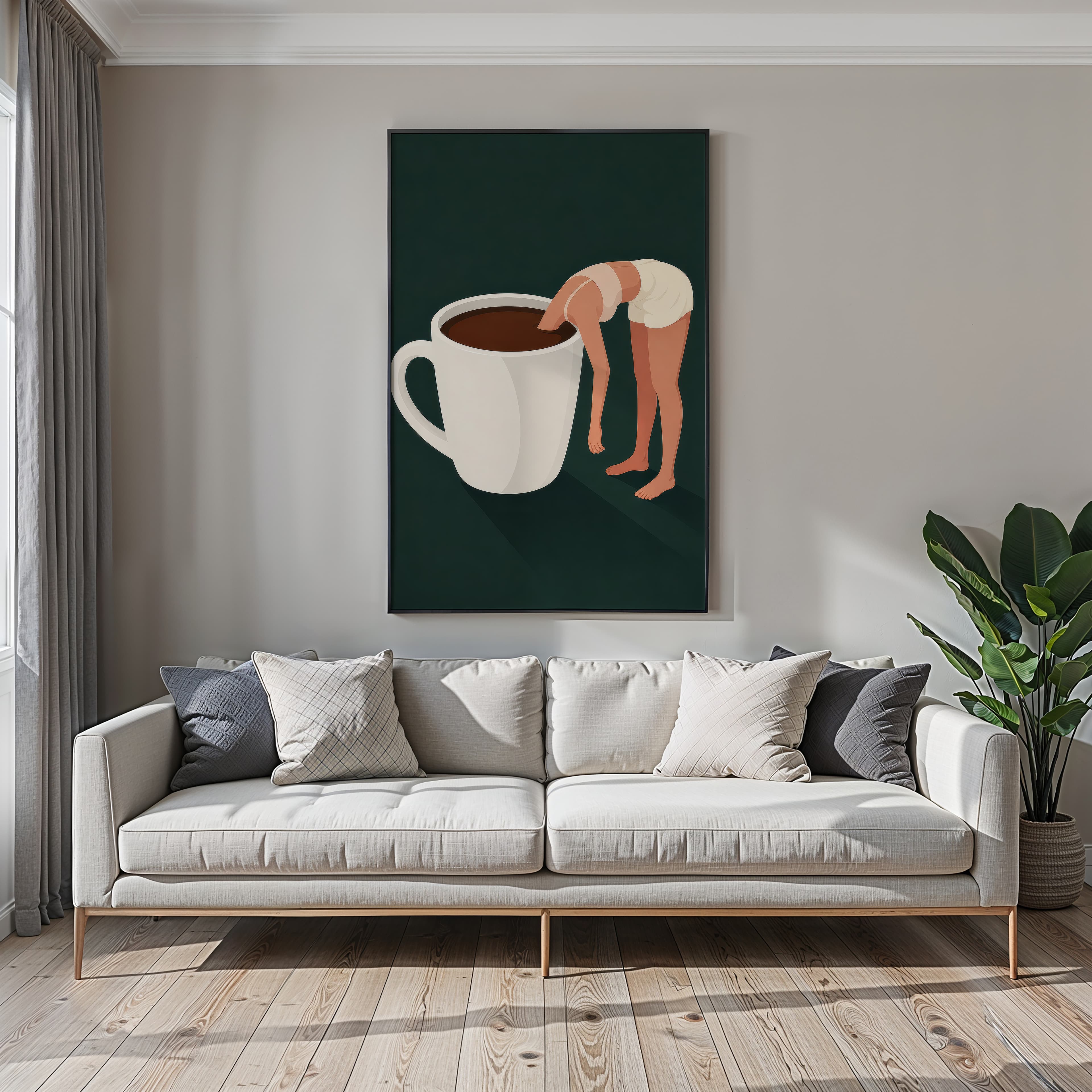 Woman in Coffee Cup Print