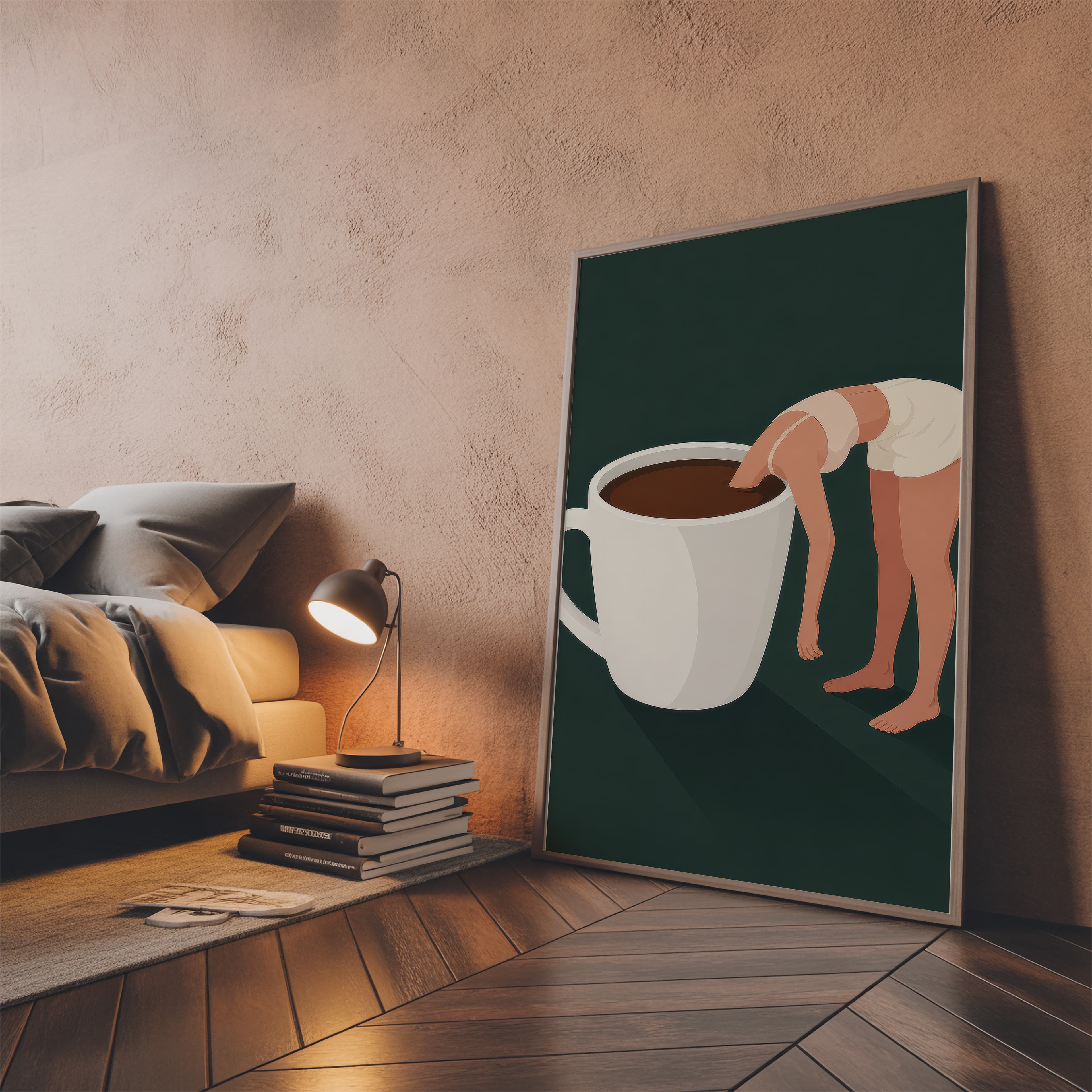 Woman in Coffee Cup Print
