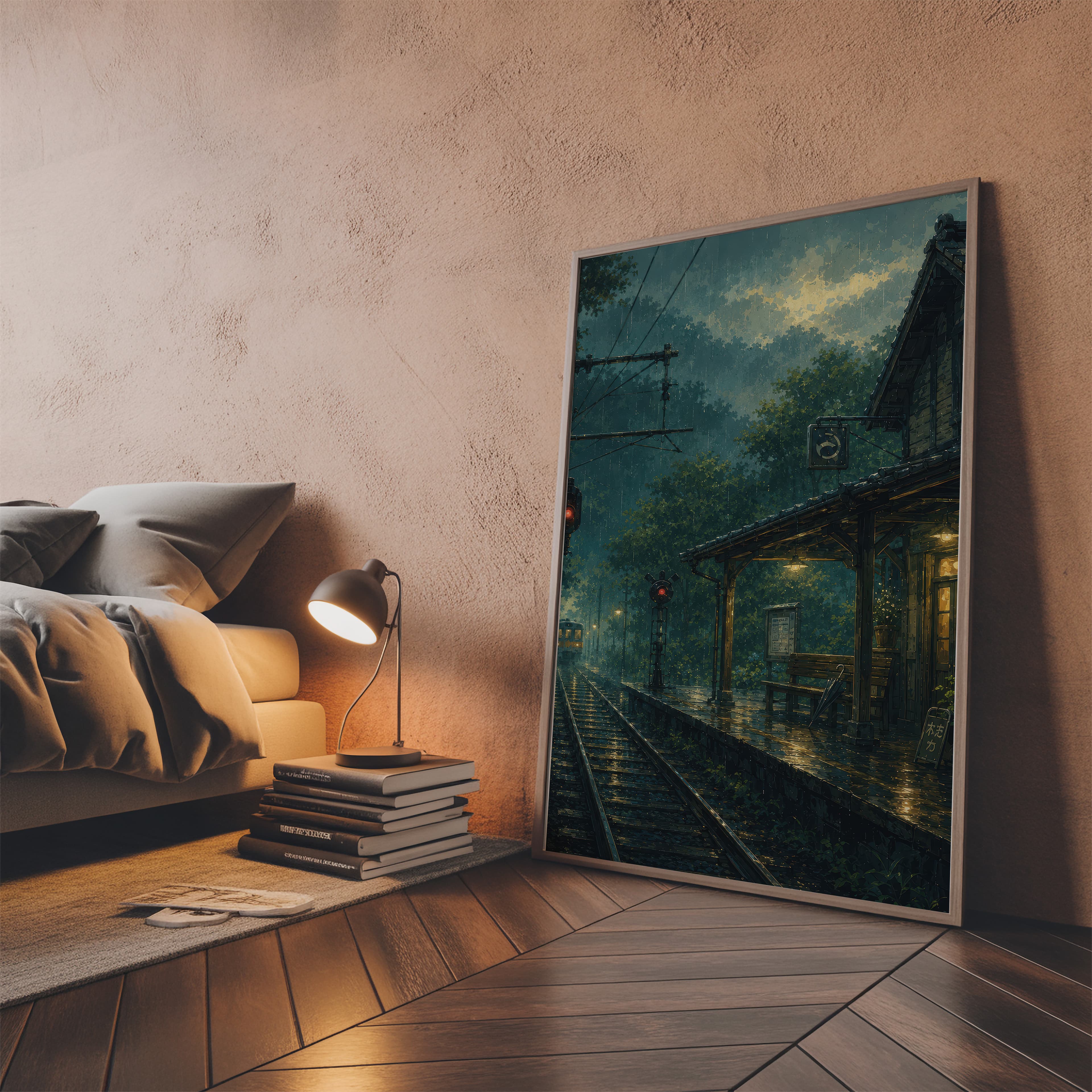 Rainy Train Station Print